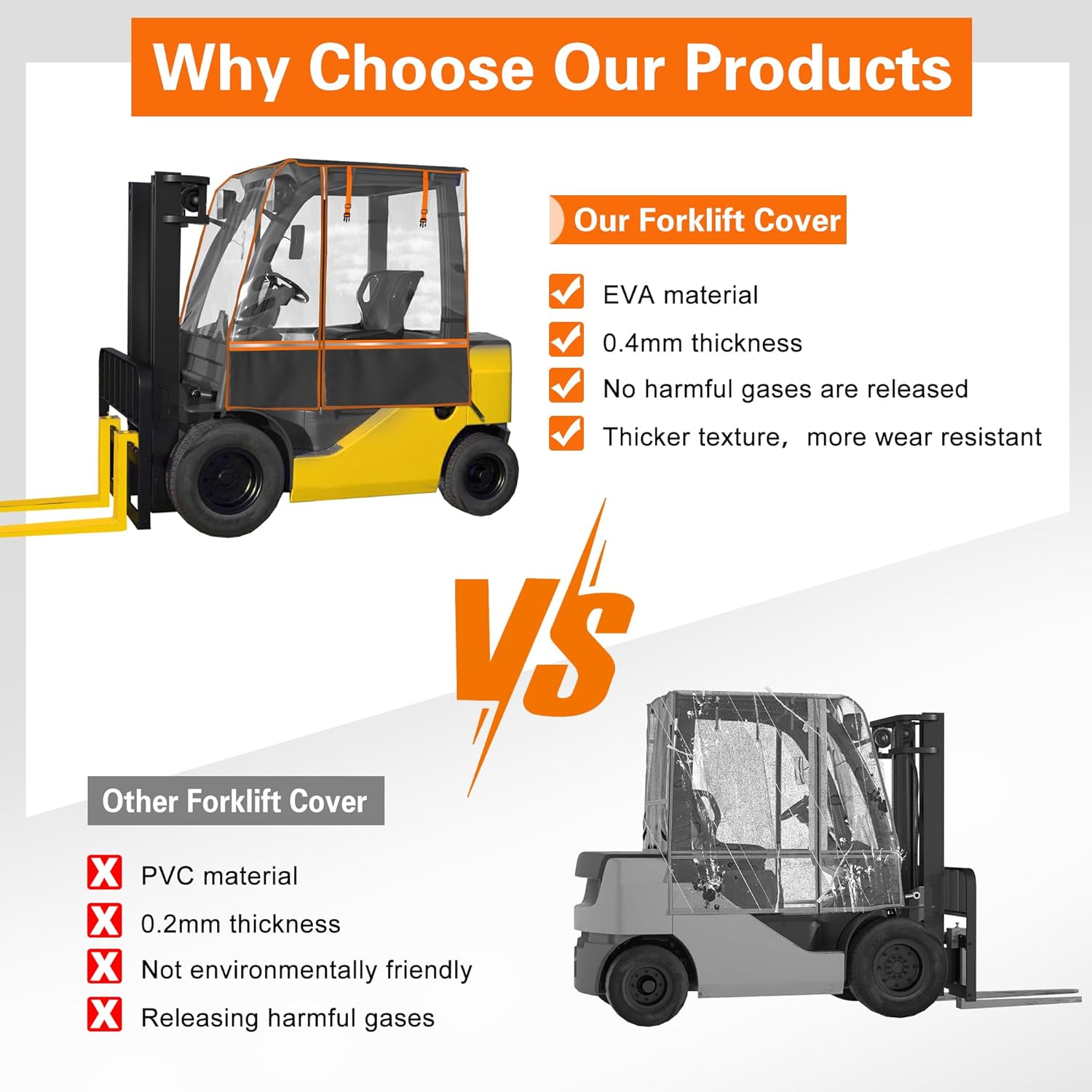 Forklift Cover All-Weather All-Season Use, Universal Type,EVA Transparent Material， Forklift Cover fits Most Standard forklifts，600D Oxford Cloth Waterproof, UV Protection, Dustproof