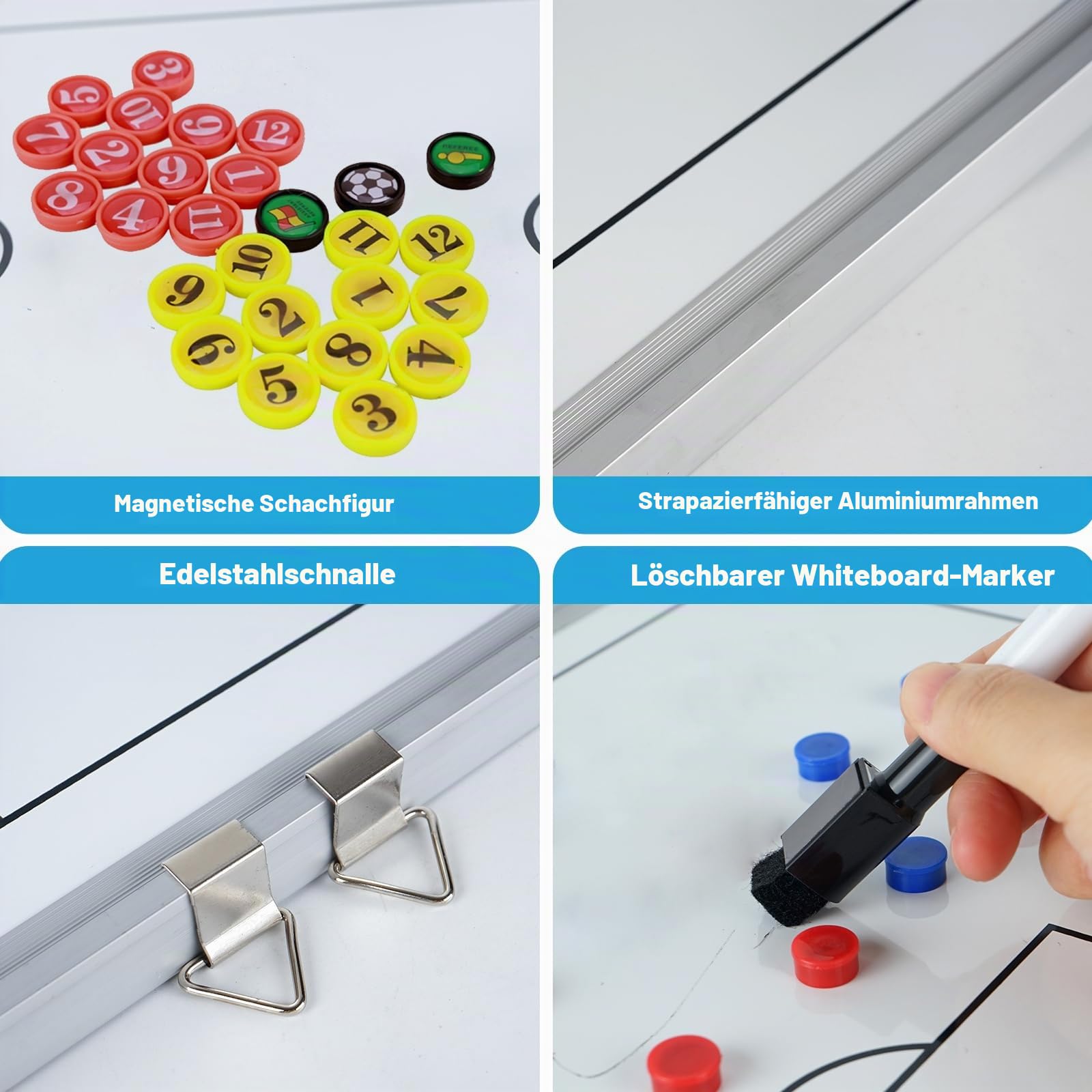 Taktiktafel Fußball, Professional Trainermappe Fußball, Fussball Taktiktafel mit Magnete, Stiften, Radiergummi für Fußballtraining und Wettkämpfe