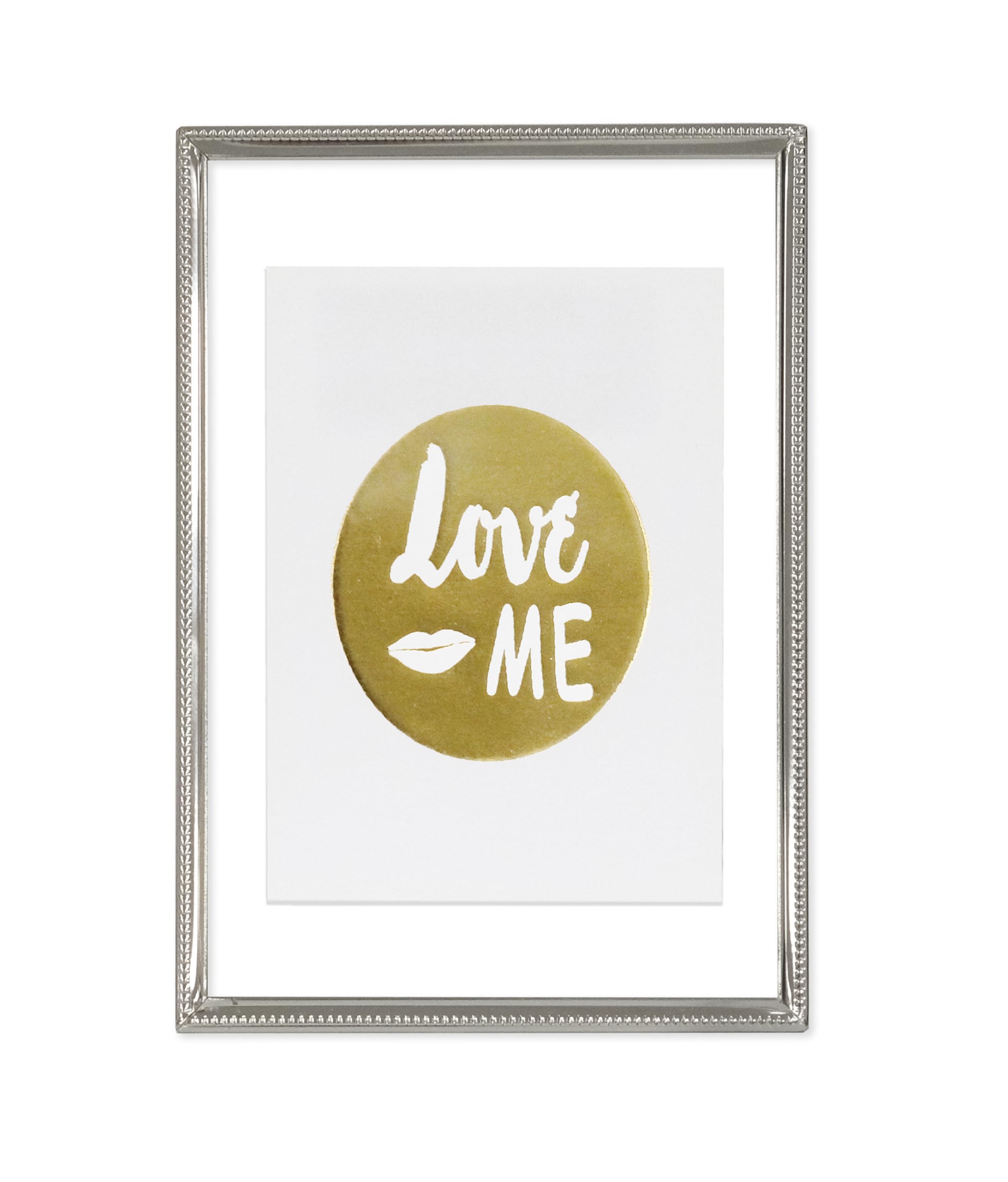 Inov8 Framing Tarnish Resistant Silver Designer Floating Picture Frame with Thin Bead Edge Design for 5x7 inch (12x17cm) Photo