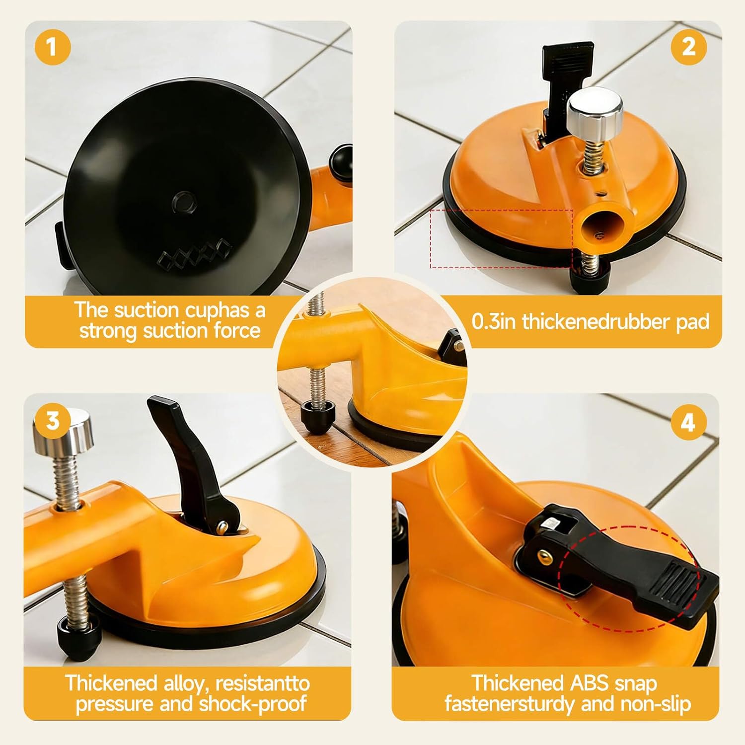 Adjustable Height Setter - Professional Floor Gap Fixer & Suction Cup Leveling Tool for Seam Alignment, Marble Slab Repair, and Countertop Panel Clamps on Laminate or Tile Flooring Surfaces