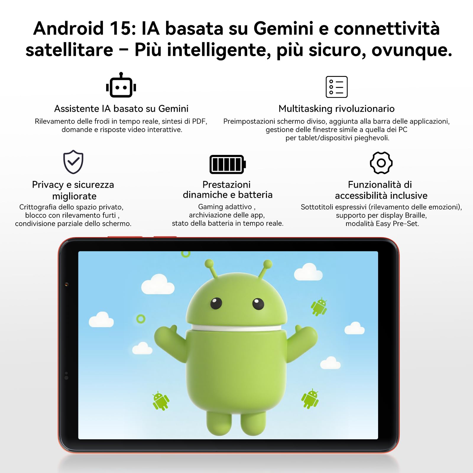 Blackview ZENO 1 8 pollici Tablet Android 15 90Hz 800x1280 - Ultra leggero&compatto Gaming, T615 8 core AI Chip, 18GB RAM+256GB ROM(2TB TF)/4G LTE+WiFi5G/Face ID/6000mAh/8MP+8MP/Widevine L1/BT5.2/GMS