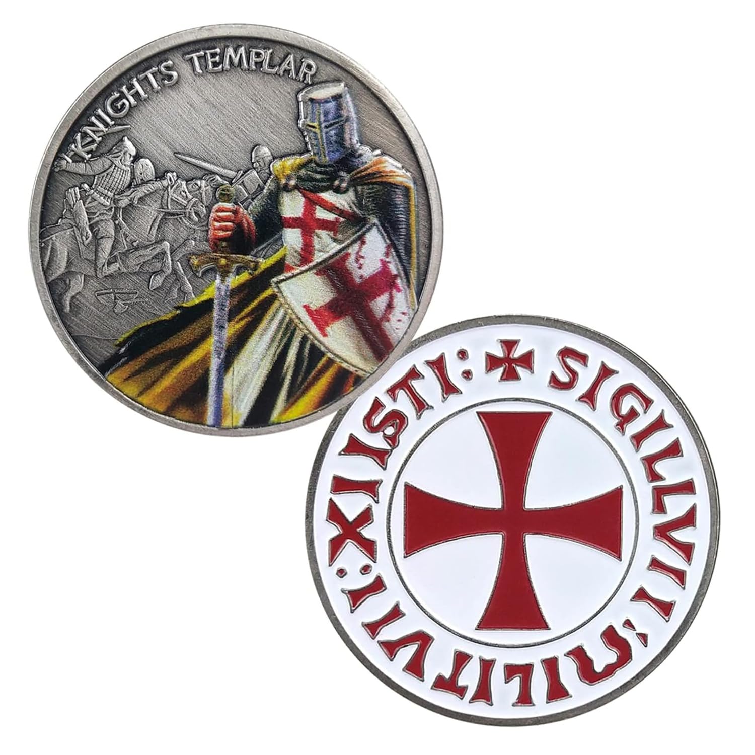 Knight Templar Challenge Coin Red Cross Warrior Religious Coins