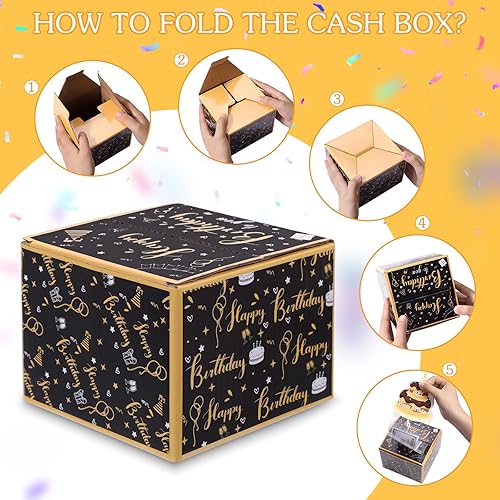 Miniatura 4 de Caja de dinero de cumpleaños para regalo en efectivo, caja de regalo de feliz cumpleaños, soporte de dinero para regalo en efectivo con tarjeta