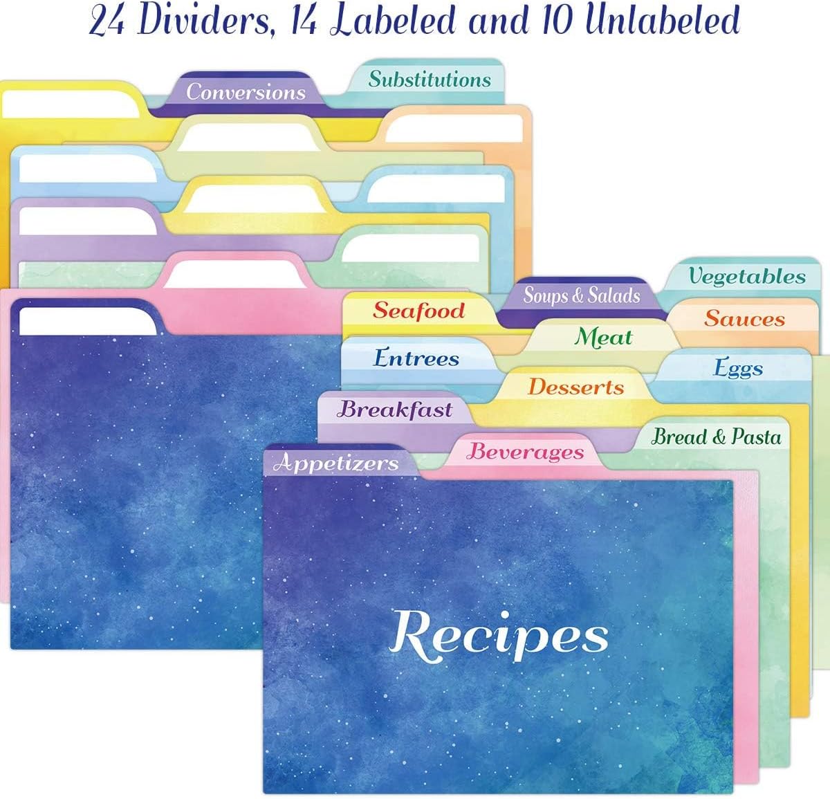 Fancy Land 24 Pcs Recipe Card Dividers 4x6 with Tabs Recipe Box dividers