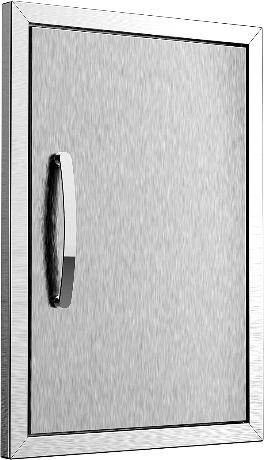 Outdoor Kitchen Door BBQ Access 17'' Wx24'' H Flush Mount Single Island Perfect for Grilling Station and Island, Silver