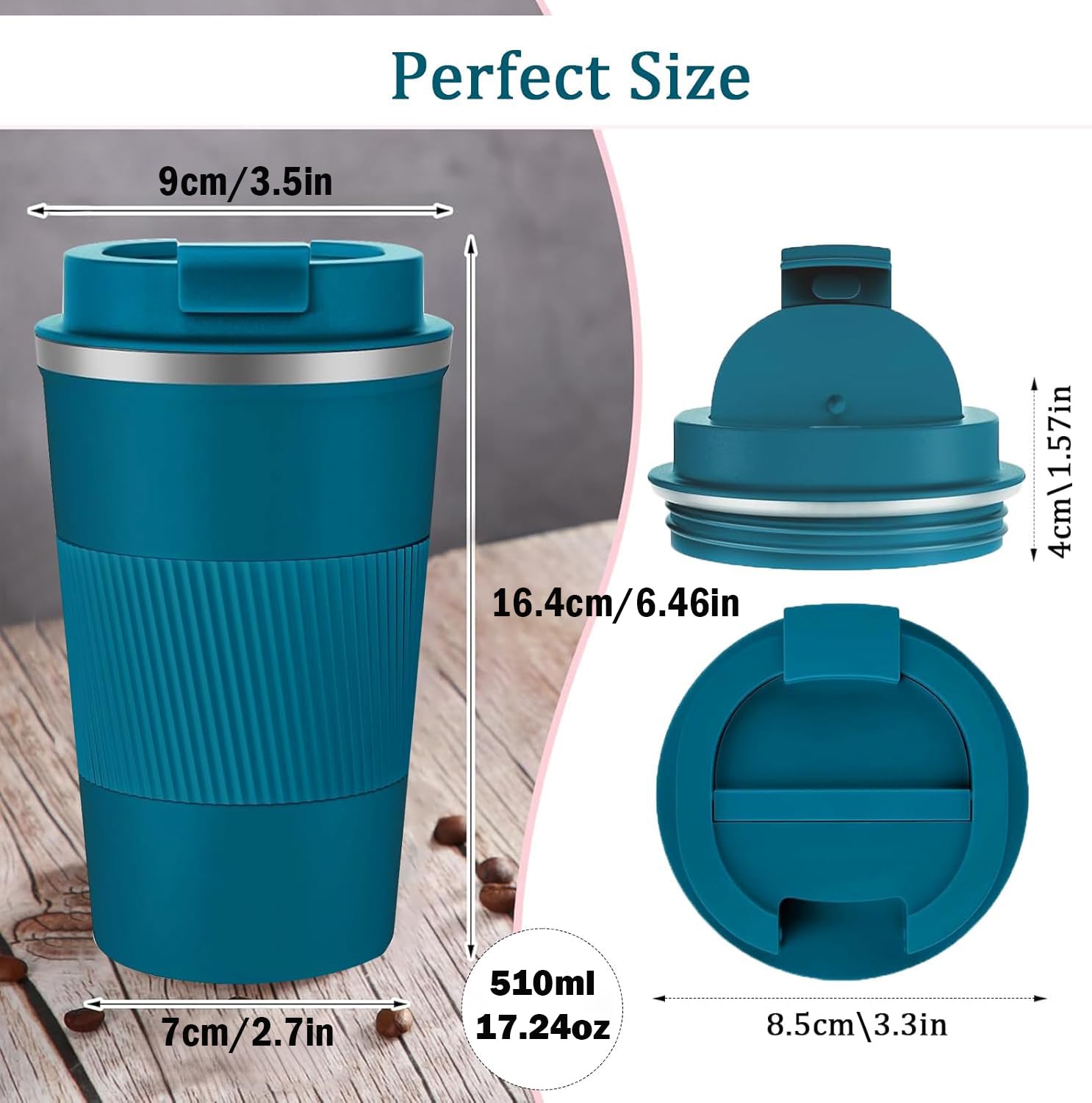Eastrise Travel Mug,Insulated Coffee Cup with Leakproof Lid,Reusable Travel Coffee Mug,Stainless Steel Coffee Cup for Hot or Cold Drinks(Blue/18oz) - Image 2