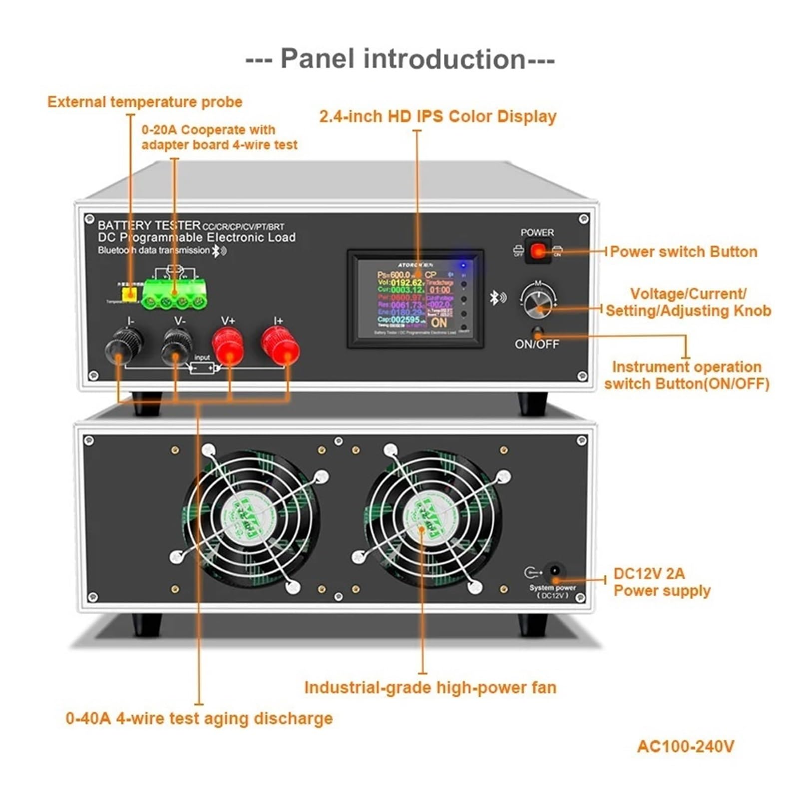 Testeur De Capacité Batterie 600W, Puissance Charge Électronique, Voiture Au Plomb, Compteur Décharge 200V 40A Lectures Claires
