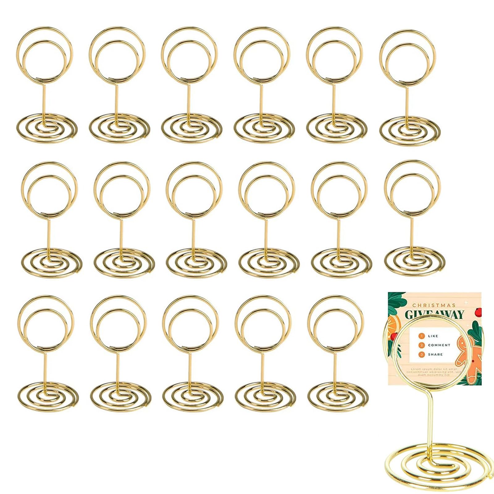 YREYBN20 Table Number Holders, Tabletop Photo Holder Menu Clips,reusable wedding card holder for wedding parties,mini card holder for wedding parties, family banquet,Wedding Anniversary (Gold)