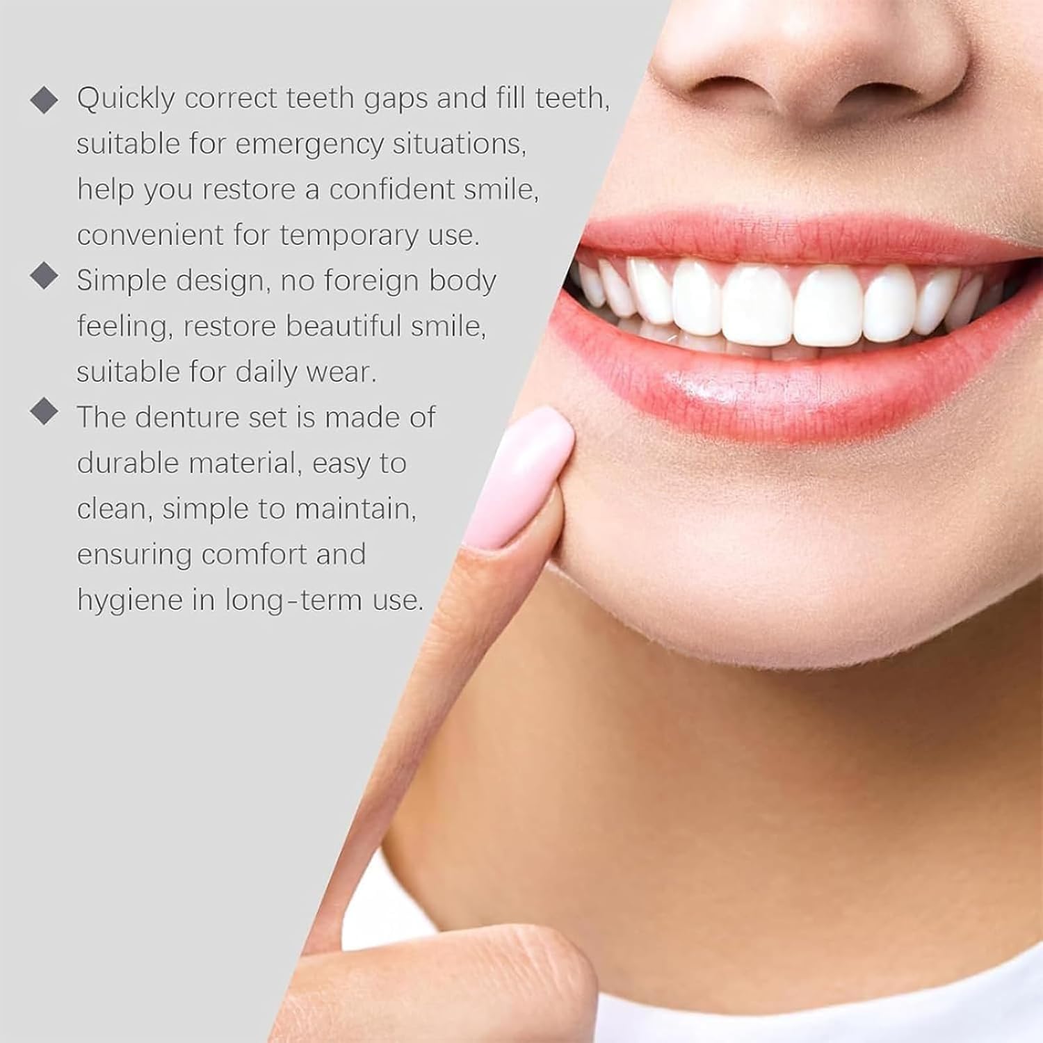 Protesi Dentaria, Dentiere in Silicone (Arcata Superiore e Inferiore), Morbide e Confortevoli, Faccette a Incastro (Snap-on), Denti in Silicone da Applicare sopra i Denti Esistenti (2Pezzo)