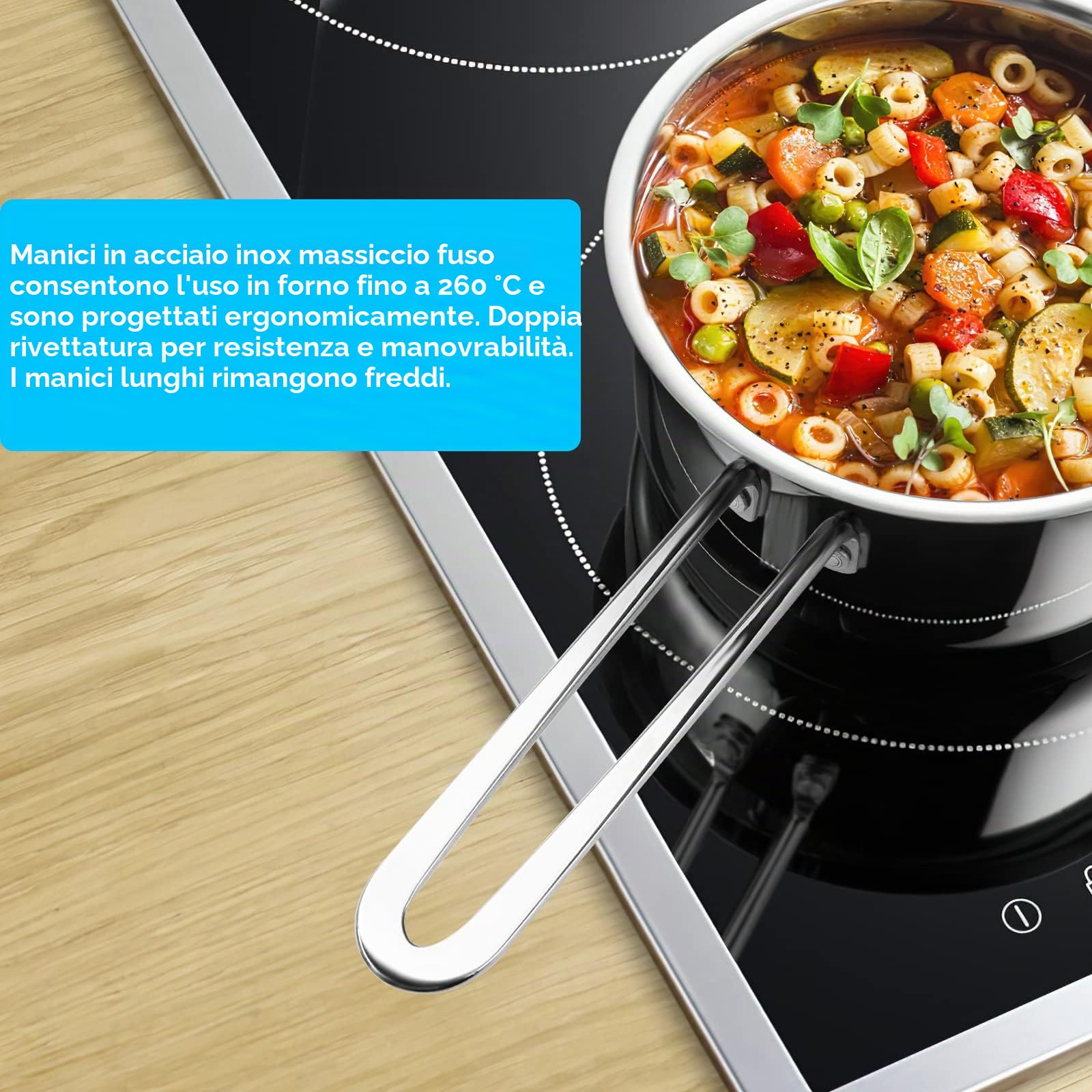 Set di pentole e padelle in acciaio inox, 7 pezzi, con coperchi in vetro, manico per mantenere il freddo, adatto al forno, funziona con piani cottura a induzione/elettrici e a gas, lavastoviglie