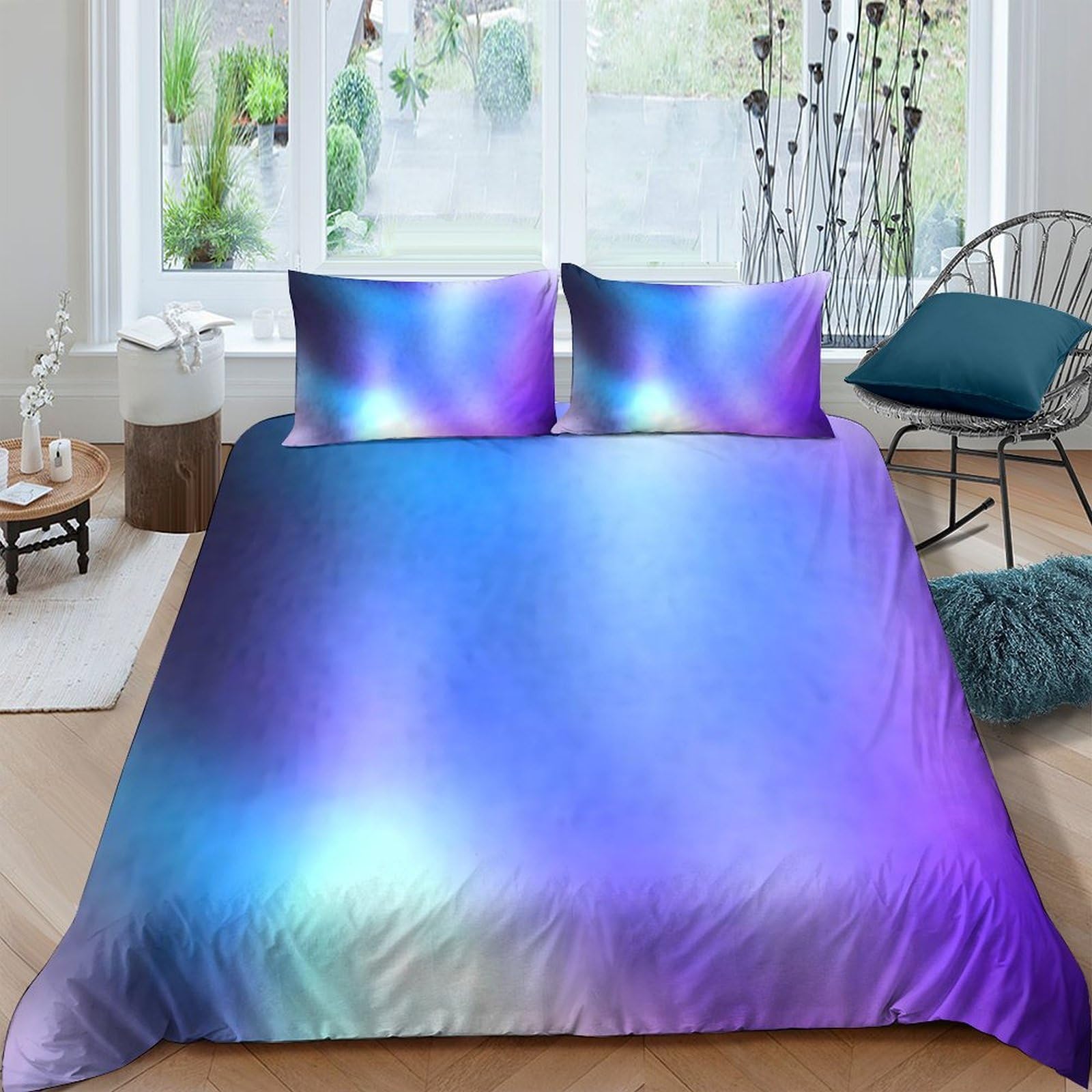 Ctjqhvkz Style-9 3D Printed Aurora Gradient Fitted Sheet Microfiber Soft Breathable Nebula Mattress Cover For Bedroom Decor Single（135X200cm）