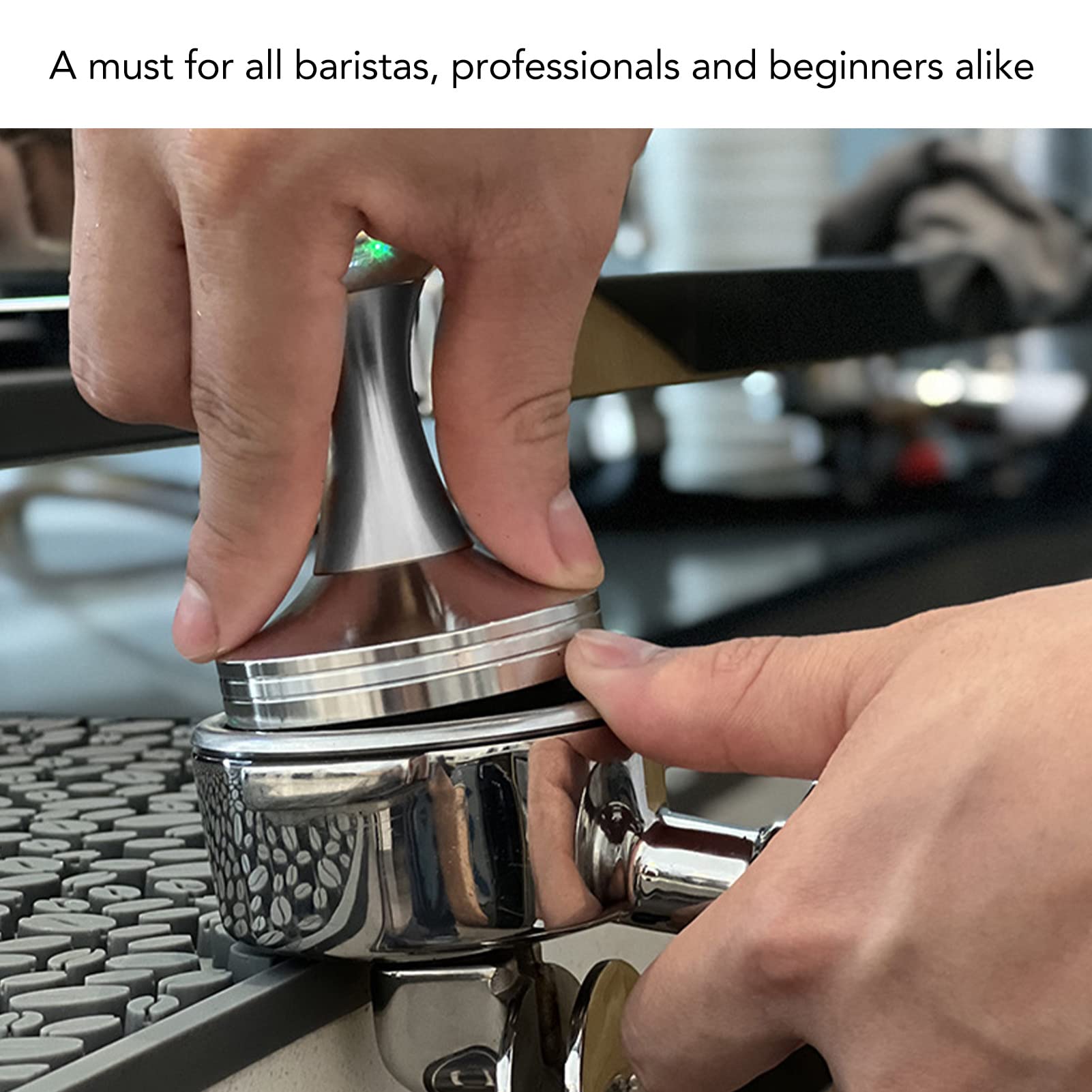 Pressino Per Caffè Espresso 53 Mm In Acciaio Inox – Set Con Base Universale E Spazzola – Regalo Per Amanti Del Caffè