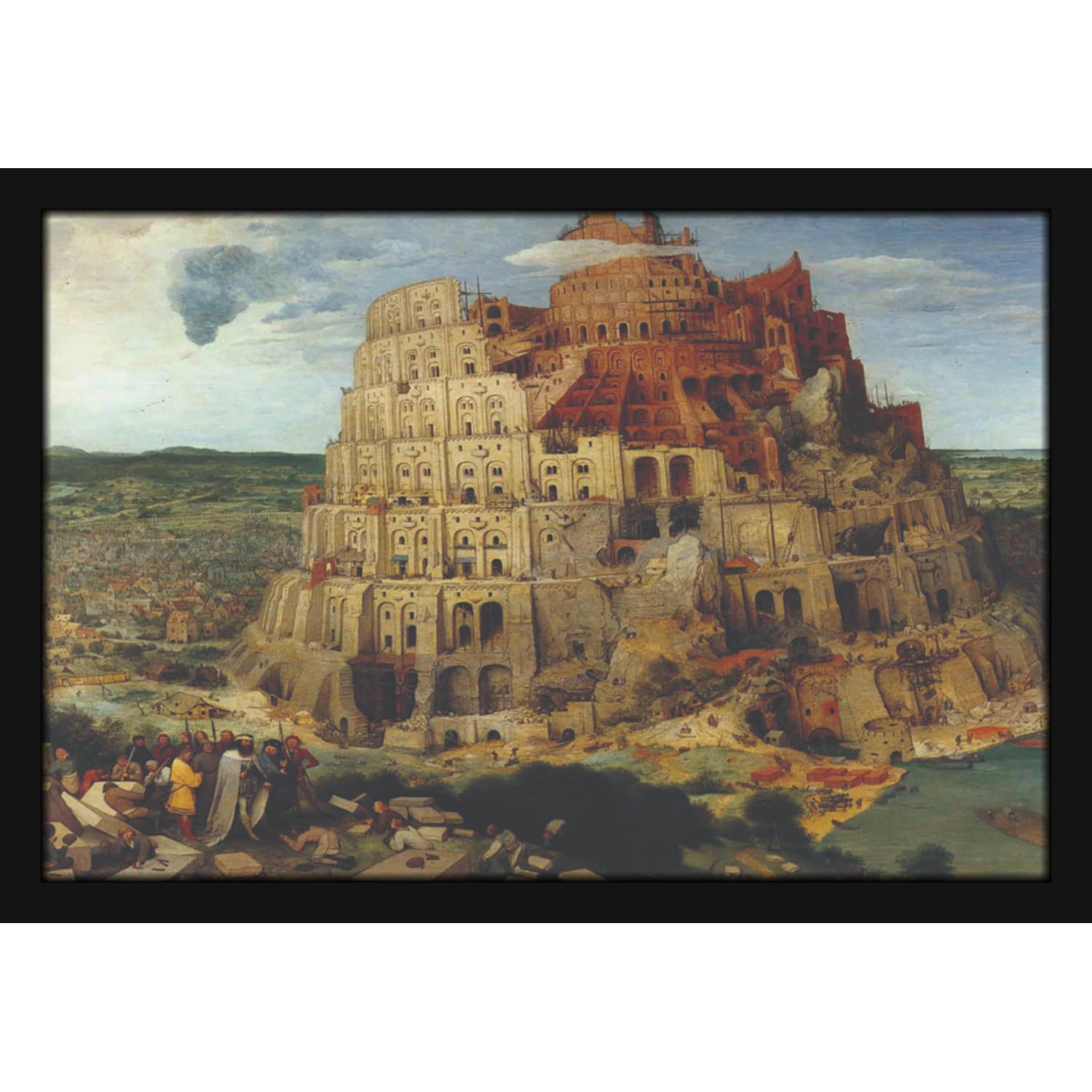 Mad Masters Mountain With Seven World Wonders Painting Hanging Photo Frame Decorative Item for Living Room, Bedroom, Home Decor and Wall Decoration (MM 3294, 12x18 Inch, Canvas, Without Plexi Glass)