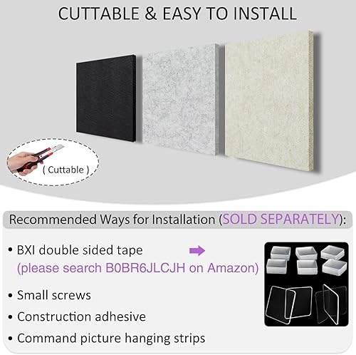 Miniatura 7 de BXI Absorción de sonido, 12 x 12 x 38 pulgadas, 16 paneles de absorción acústica de alta densidad, paneles de absorción de sonido que reducen la