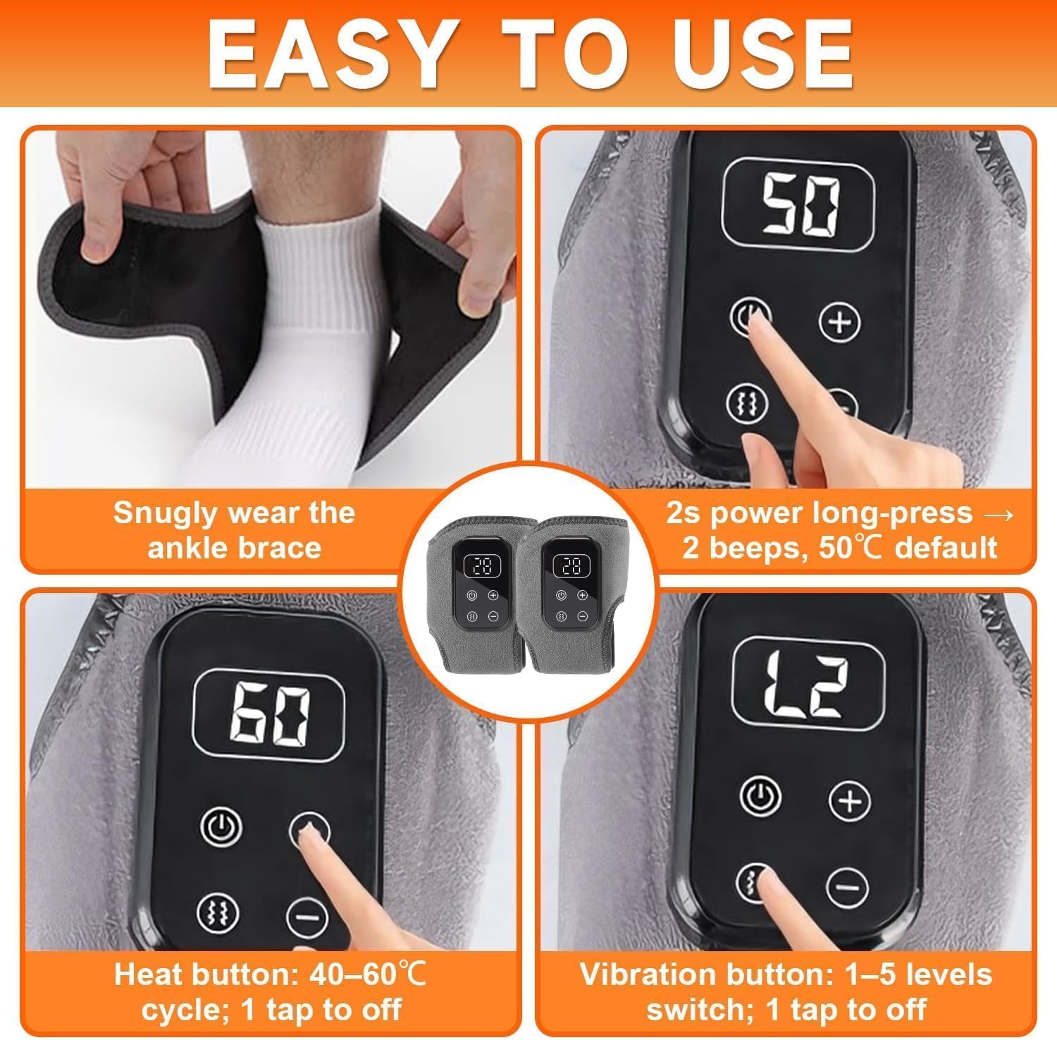 2 Stück Fussmassagegerät, Fußmassagegerät mit Wärme, 3 in 1 Foot Massager, Linderung von Fußermüdung und Schwellungen, 5 Vibrationsmodi und 5 Heizstufen, Massagegerat Fuße for Unisex
