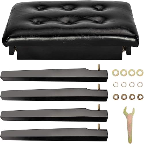 Miniatura 8 de Bonnlo Banco de piano acolchado de madera con almacenamiento de música, banco de artista, asiento copetudo, color negro