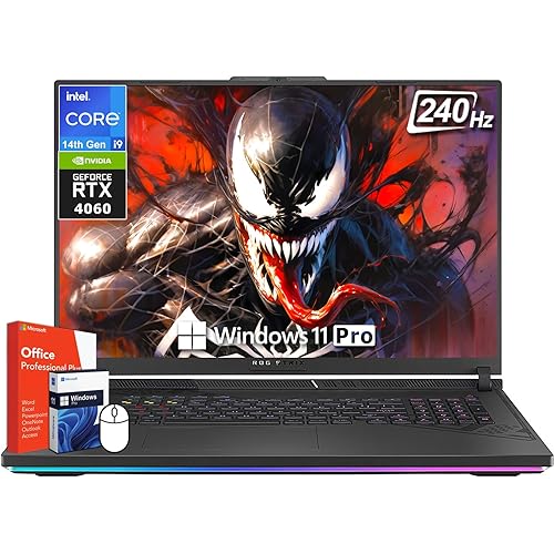 ASUS ROG Strix G18 Gaming Laptop, Microsoft Office Lifetime License & Windows 11 Pro, Intel i9-14900HX, NVIDIA GeForce RTX 4060, 32 GB DDR5 RAM, 1 TB SSD, 18" 2.5K 240Hz Display, Backlit
