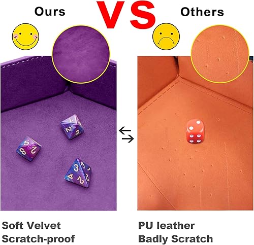 Miniatura 7 de SIQUK 4 bandejas de dados portátiles hexagonales, de piel sintética, para juegos de dados como RPG, DND y otros juegos de mesa (negro, cian,