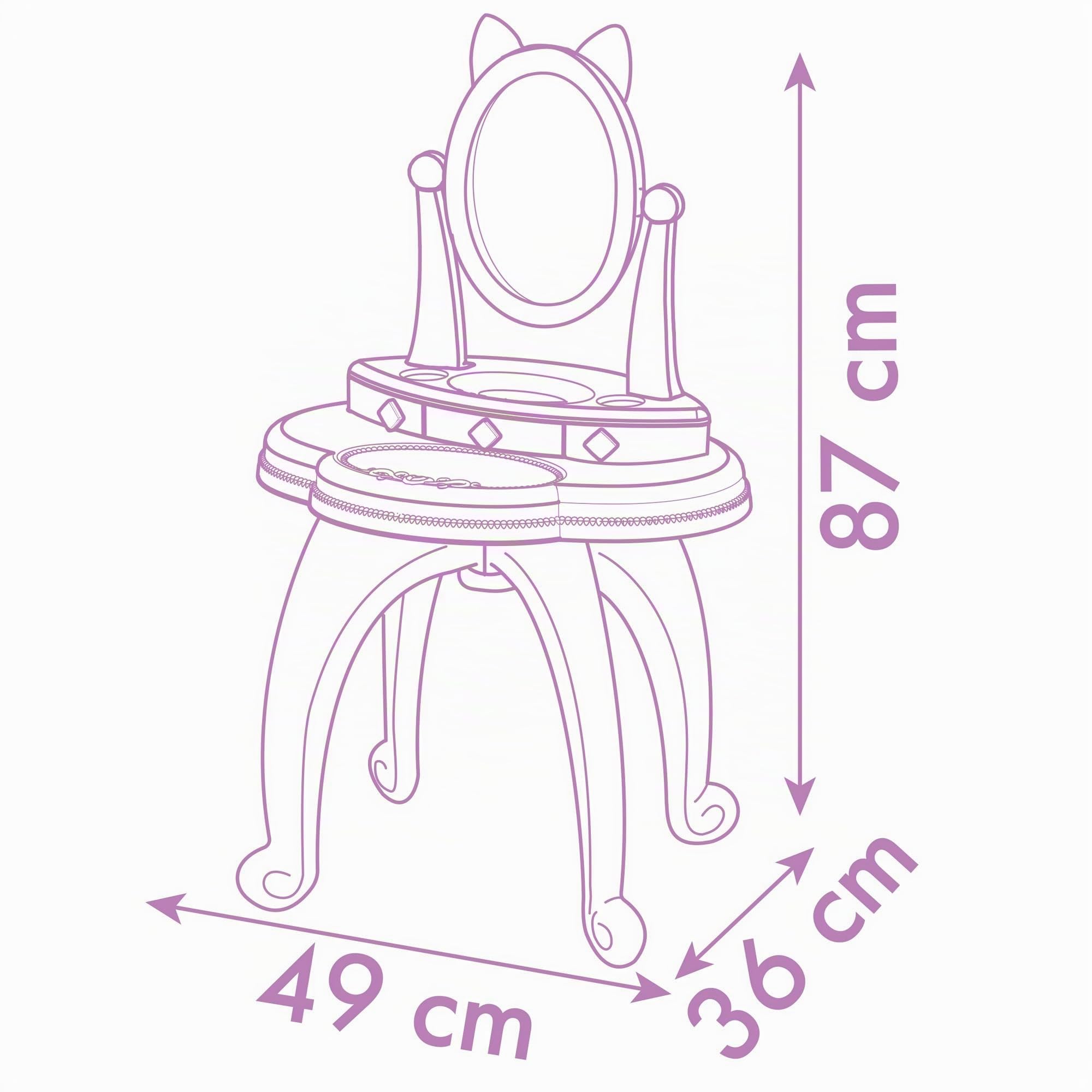 Smoby - Gabby Specchiera 2 in 1, 7600320254, +3 anni, 2in1, tanti accessori, trucchi finti non utilizzzabili