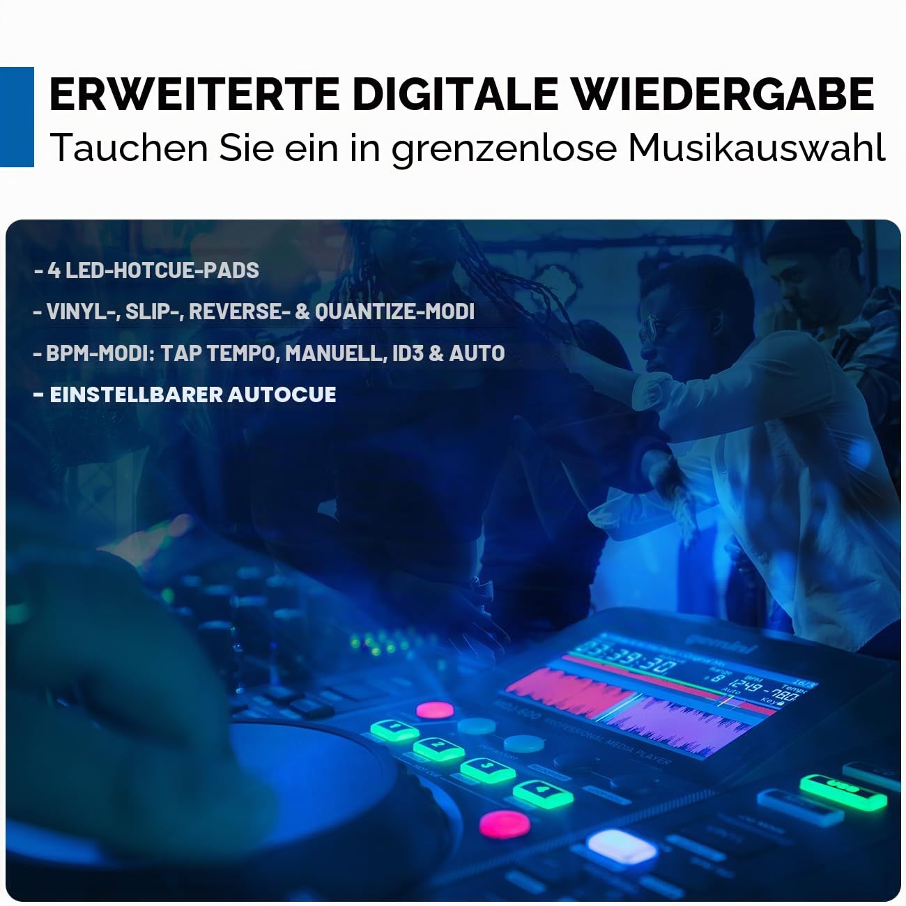 Gemini Sound MDJ-600 - Professioneller CD / Media Player mit 4 Hot Cues und Auto / Manual Looping, Farbbildschirm, MIDI, 24-Bit / 192kHz Soundkard