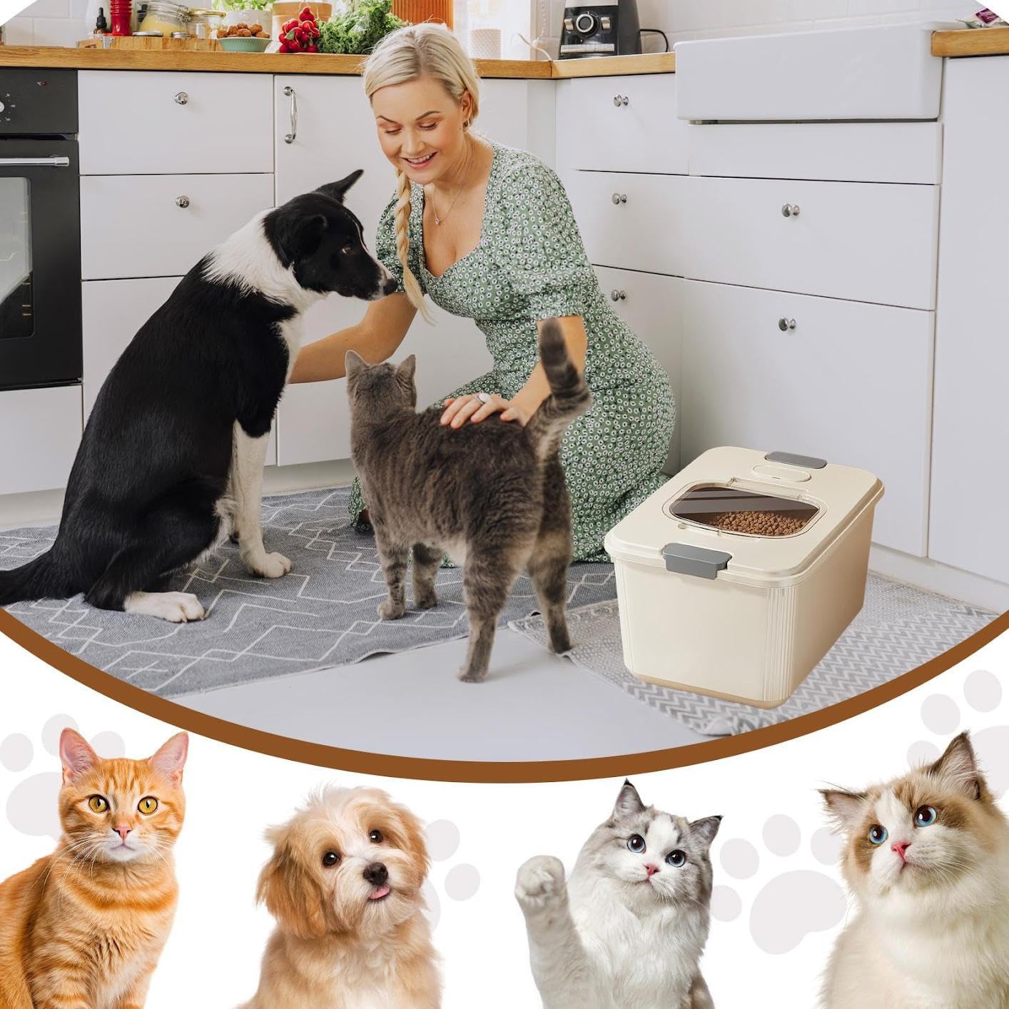 Generico Contenitore per Alimenti Animali Contenitore Cibo Cani Ermetico | contenitore ermetico snack per gatti Impilabile Dispenser Cibo e Snack Organizer Multiuso Casa Cucina Disp