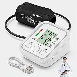 Medidor de Pressão Arterial Digital Automático de Braço com Voz em Português Portátil Detecta Hipertensão e Batimentos Irregulares – Monitor Inteligente com Tela LCD Grande, Detecção de Arritmia, Memória para Leituras e Fácil de Usar