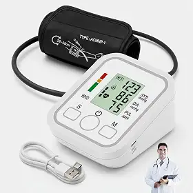 Medidor de Pressão Arterial Digital Automático de Braço com Voz em Português Portátil Detecta Hipertensão e Batimentos Irregulares – Monitor Inteligente com Tela LCD Grande, Detecção de Arritmia, Memória para Leituras e Fácil de Usar