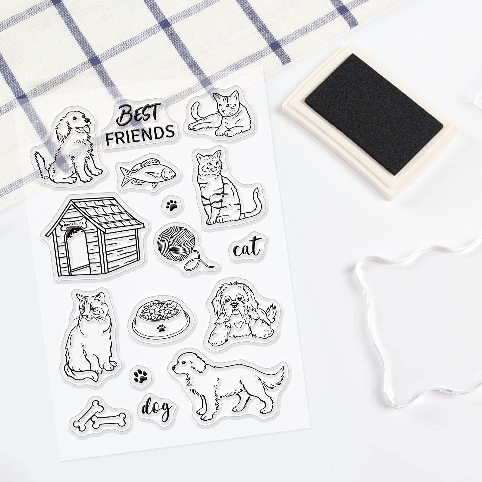 GLOBLELAND Comic Dog Timbri Trasparenti per Scrapbooking Fai-Da-Te Cucciolo di Cartone Animato Sigilli In Silicone Trasparenti per Timbri per Realizzazione di Carte Album Fotografico Diario