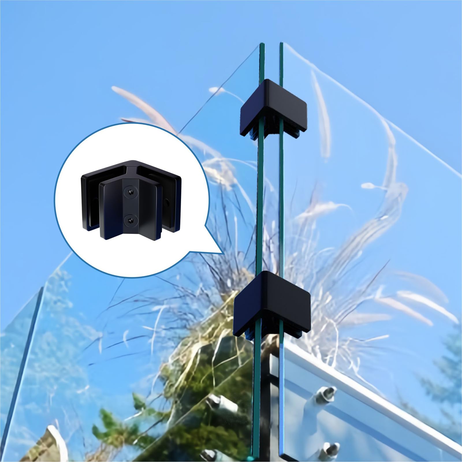 Soporte de abrazadera de vidrio de acero inoxidable de grado marino para vidrio de 10 a 12 mm de grosor, soporte de estante ajustable para barandilla, barandilla, ducha, valla, piscina, puerta