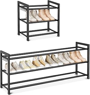 Expandable Shoe Rack - 18.5''- 47'' Adjustable Shoe Rack for Closet, 3 T...