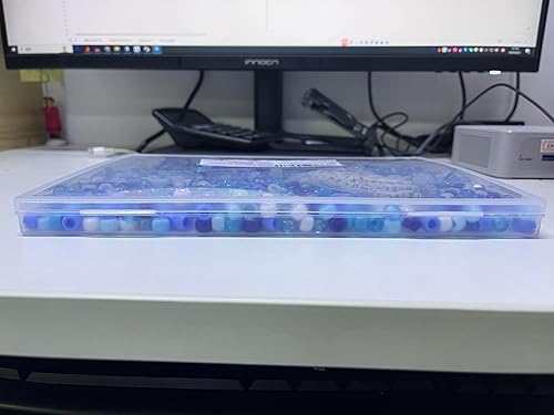 Miniatura 3 de Cuentas de pony azul, 1200 cuentas de pony de 0.236 x 0.325 pulgadas a granel y 100 cuentas de letras, cuentas Kandi para trenzas para niñas y