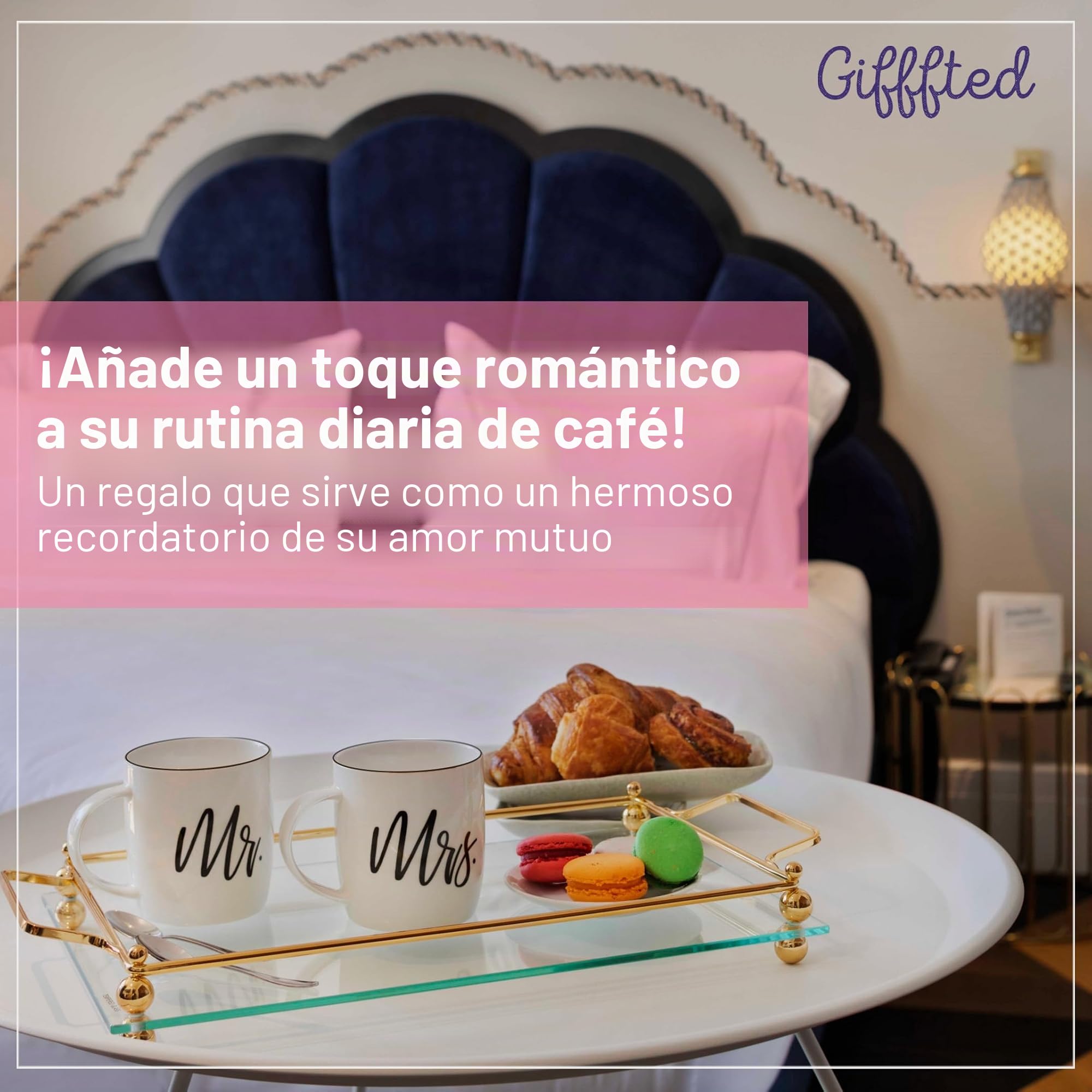Gifffted Mr Mrs Tazas, Juego de Dos Tazas de Café Regalos para el Sr. y la Sra., Regalos de Cumpleaños de Boda de Pareja, Novia y Novio, Ideas de Regalos de Compromiso, Regalos de Navidad