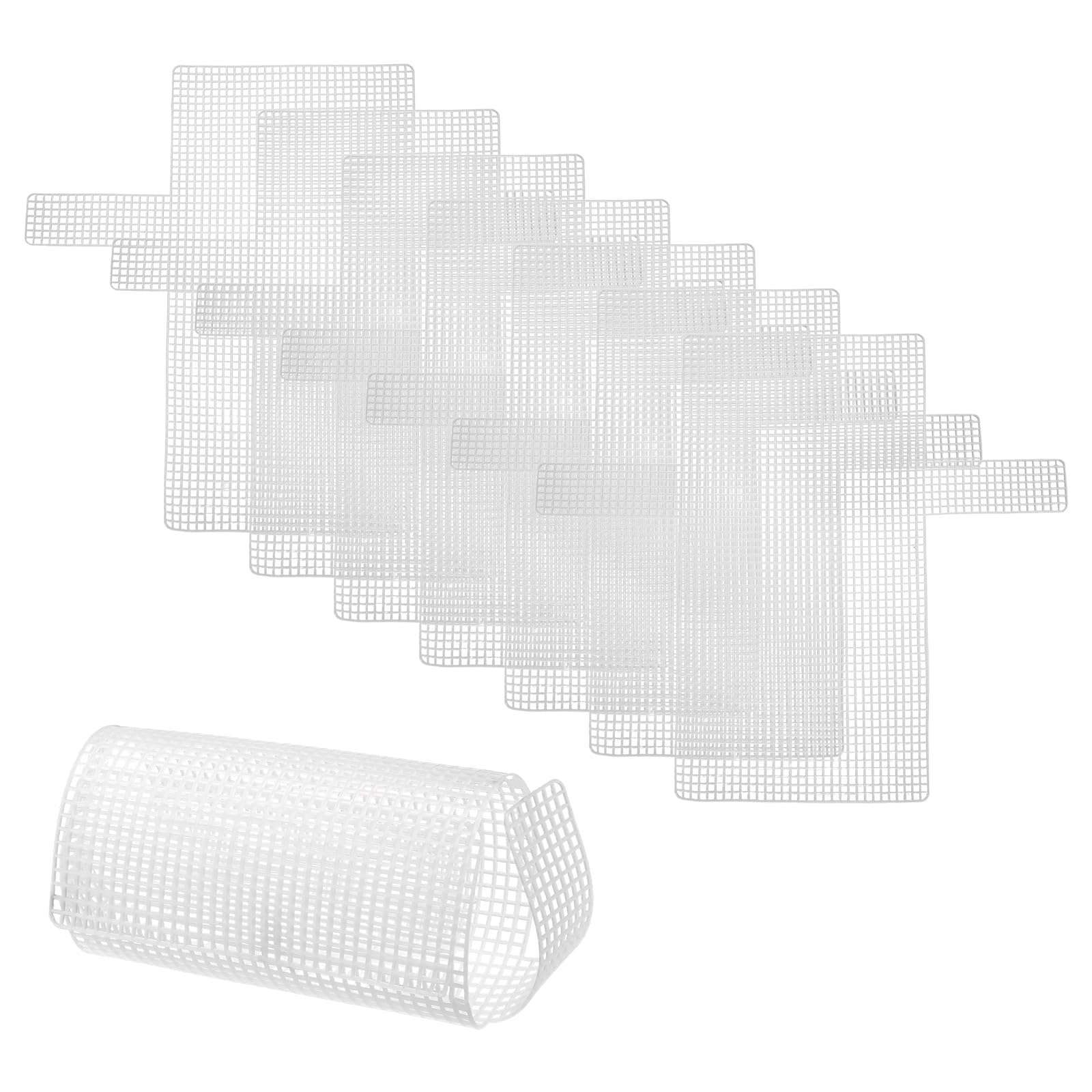 Toile en maille plastique blanche 36x40cm pour création de sacs | Lot de 8