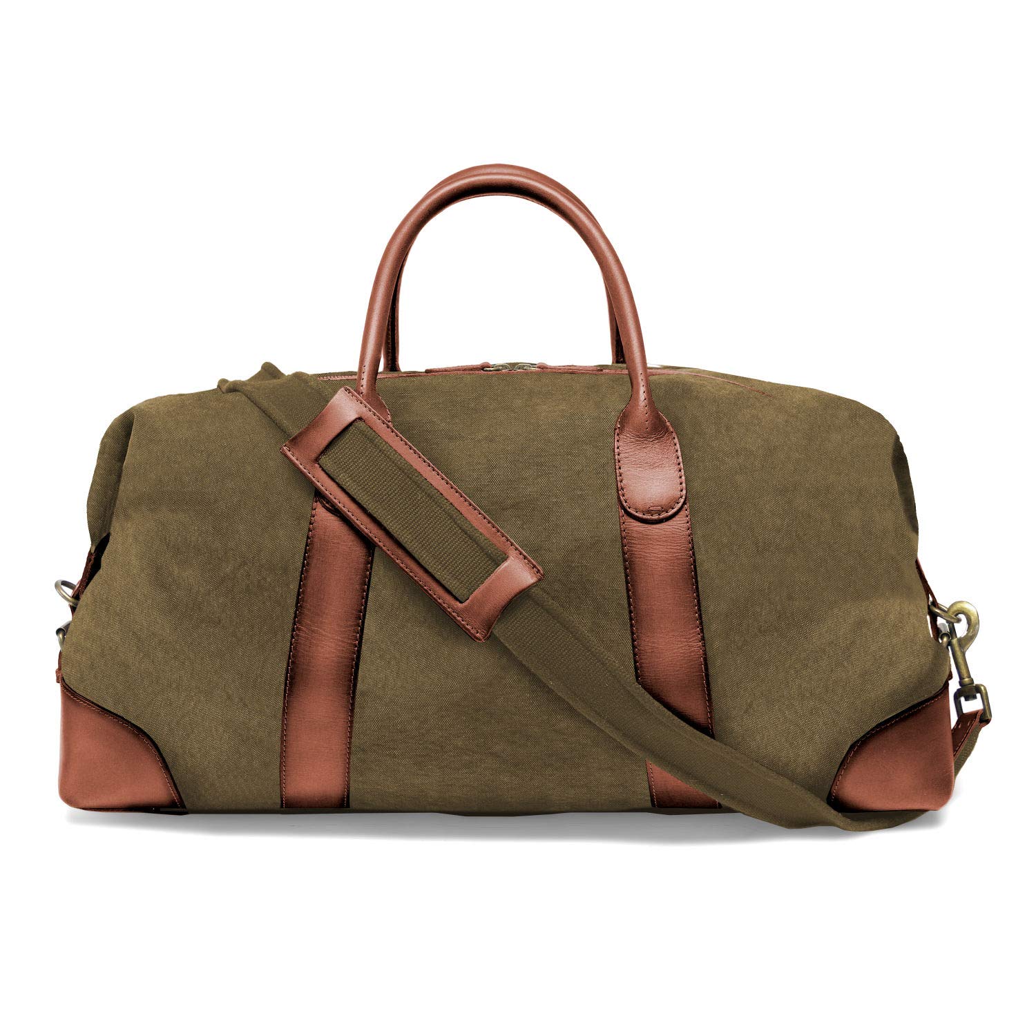 DRAKENSBERG Canvas Leder Weekender 60cm große Reisetasche wasserabweisend erweiterbar 60L Oliv-Grün