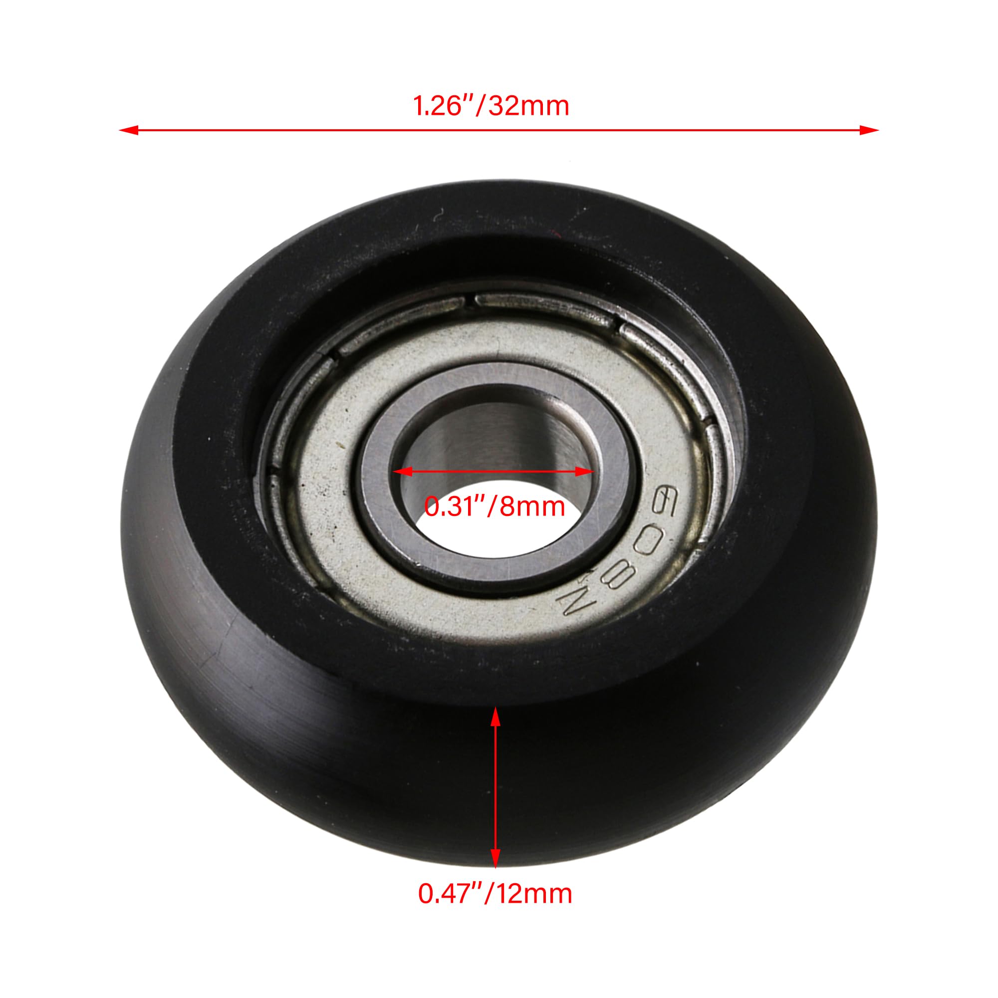 Kugelbogen-Riemenscheibe, 8 mm x 32 mm x 12 mm, runde Lagerrolle für Schränke, 8 Stück