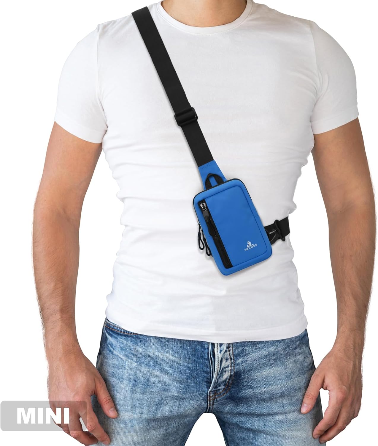 Peicees Small Crossbody Bag for Men Women Mini Sling Bag Travel Running Phone Daypack Cross Body Shoulder Bags, 2 Sizes, Mini Navy Blue - Image 8