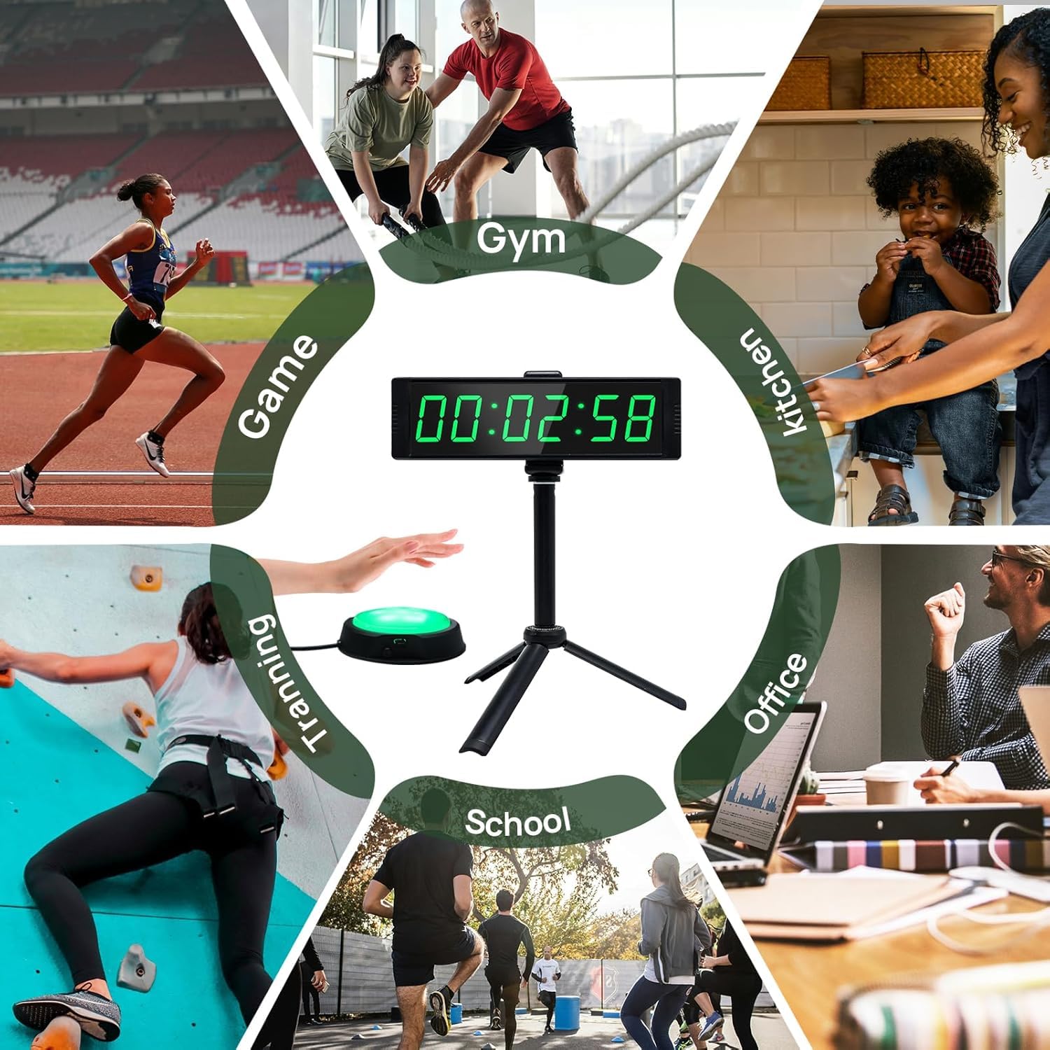 YZ Coundown Timer mit Start-/Stopp-Taste, Digital Stoppuhr mit Fernbedienung, 12/24H LED Wand Uhr, Intervall-Timer für Workout, Fiteness, Sport, Home Gym Garage