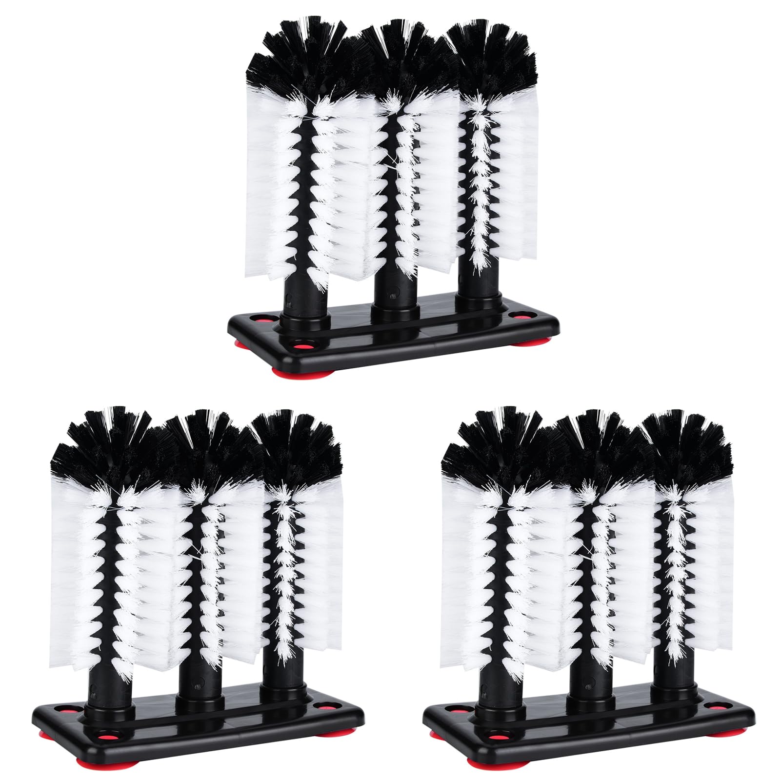 Glass Cups Washer,3Pcs 3 Brushes Glass Cup Washer with Suction Cup Base Water Bottle Cleaning Brush for Cocktail Wine Water Glasses Long Leg Cup Beer Cup Red Wine Glass
