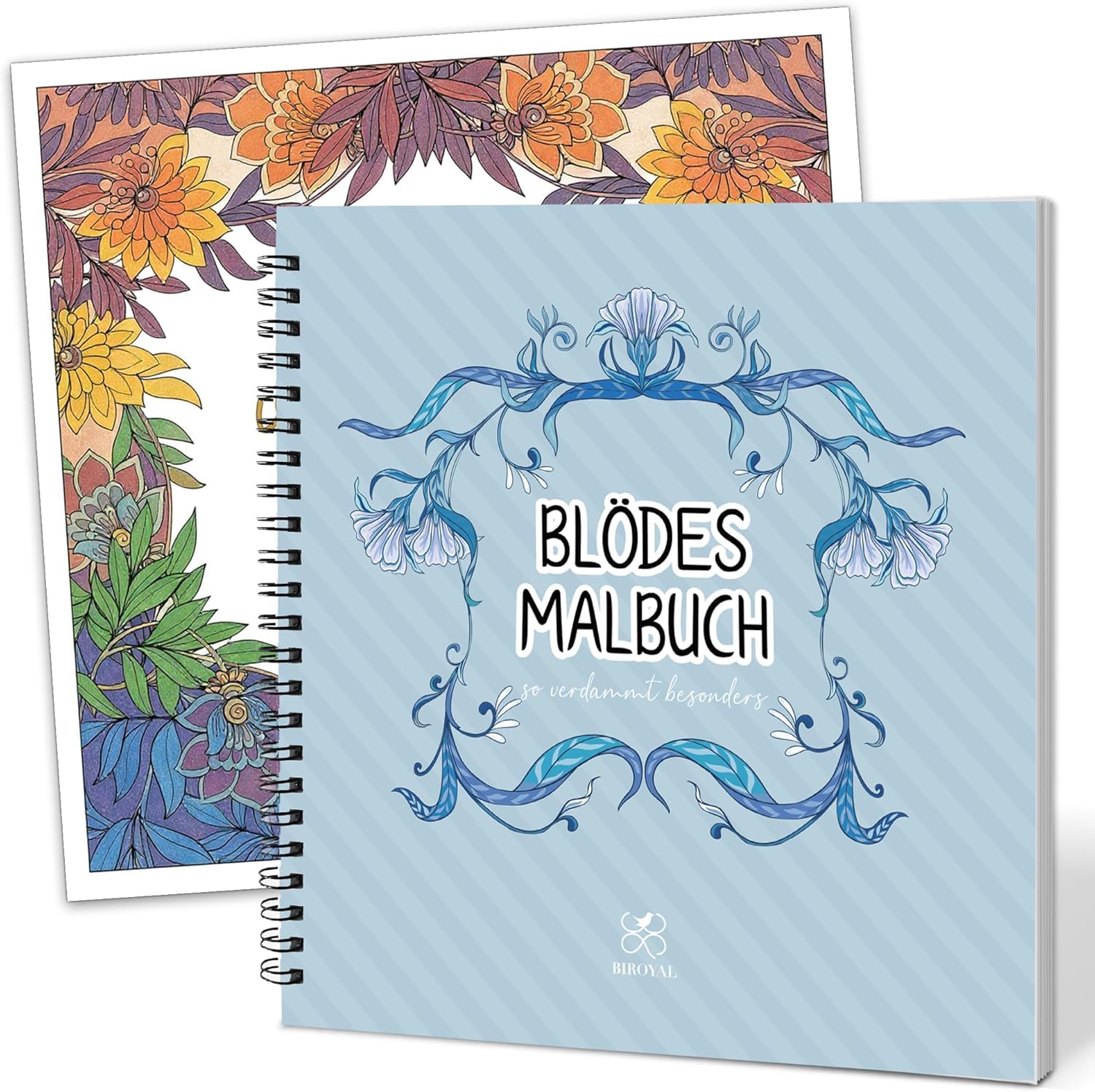 BIROYAL Malbuch für Erwachsene | Demotivierender Malbuch | Mandalas für Erwachsene | Anti Stress Geschenke | 24 Ausmalmotive zum Entspannen, Ausmalbuch mit Blumen & Schimpfwort | Adult Coloring Book