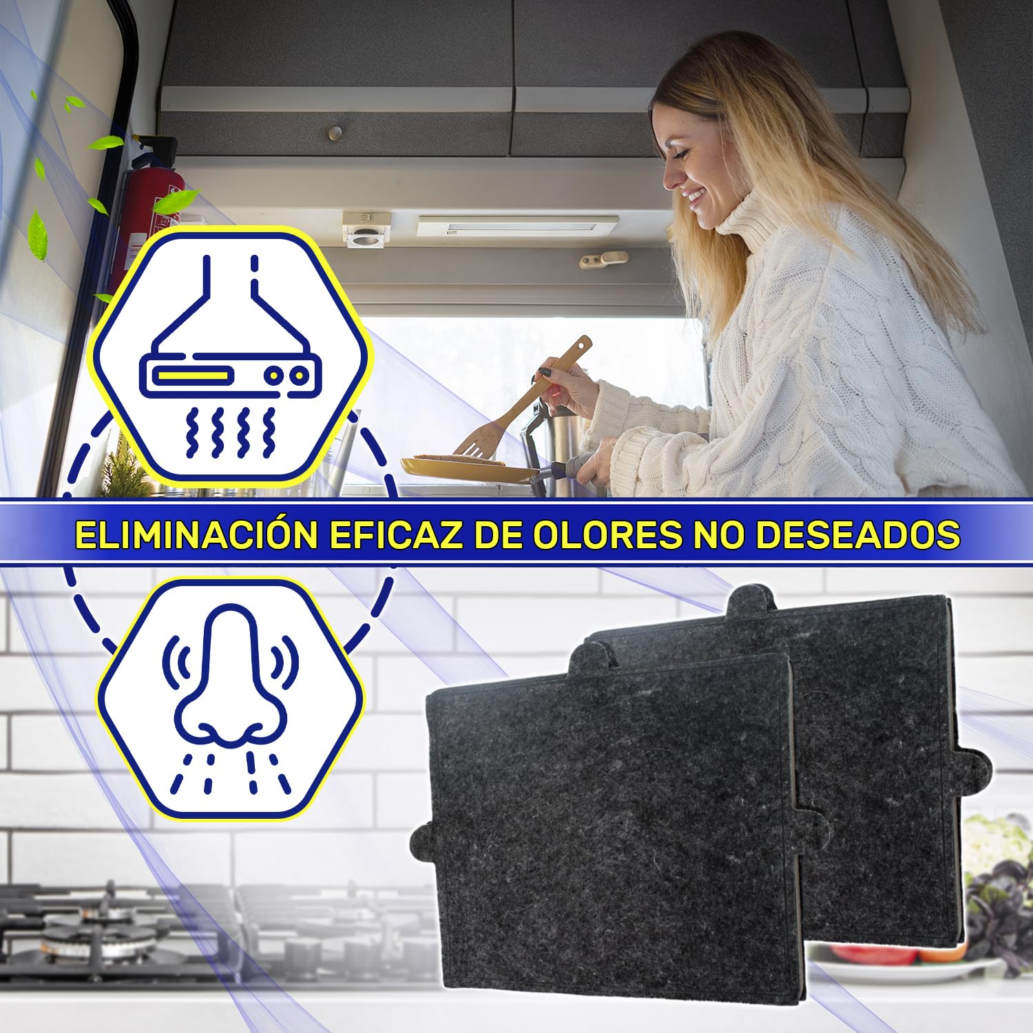 2x Filtro Carbon Activo Campana Extractora 288x242x20mm 06228731 para Miele