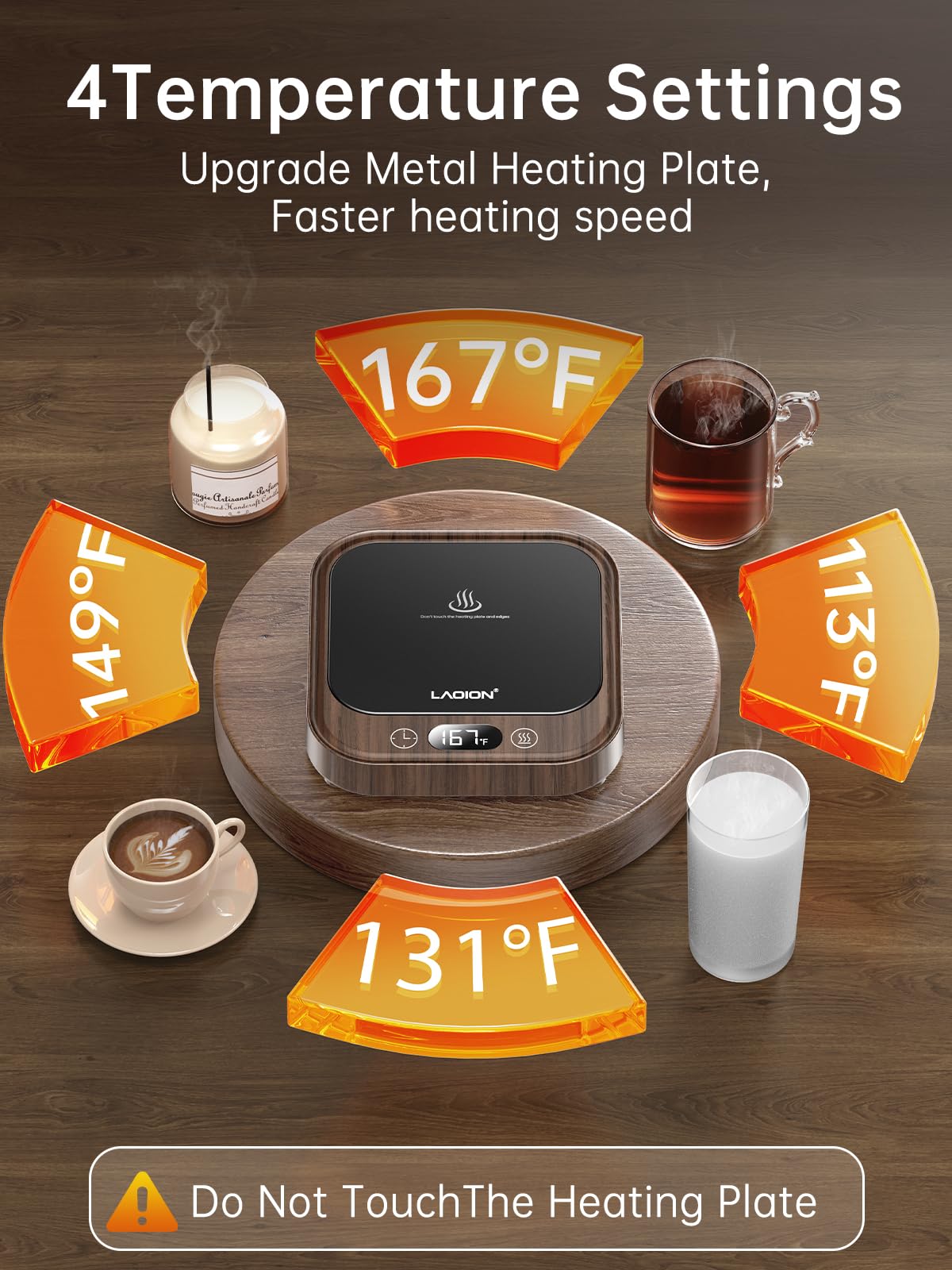 Calentador de tazas – Calentador de taza de café de 40 W para escritorio con apagado automático, calentador de velas eléctrico inteligente con 4 ajustes de temperatura y tiempo, regalos de café 3