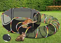 Tunel para Gatos, para Gatos com Gaiola Hexagonal + Canal em Forma de U, Interactivos com Túnel de Labirinto Colorido para de Estimação