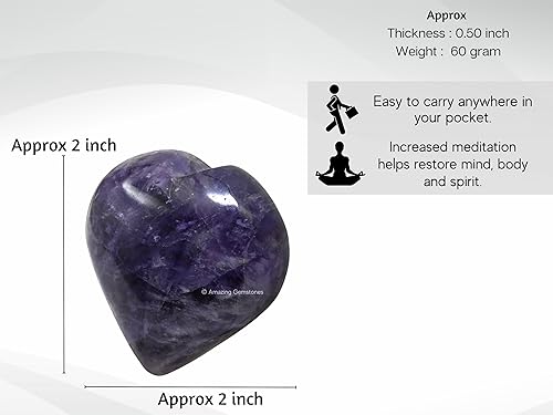 Miniatura 2 de Amazing Gemstone - Piedra de palma de cristal de amatista en forma de corazón - Piedra de la preocupación para masaje en el bolsillo para equilibrar