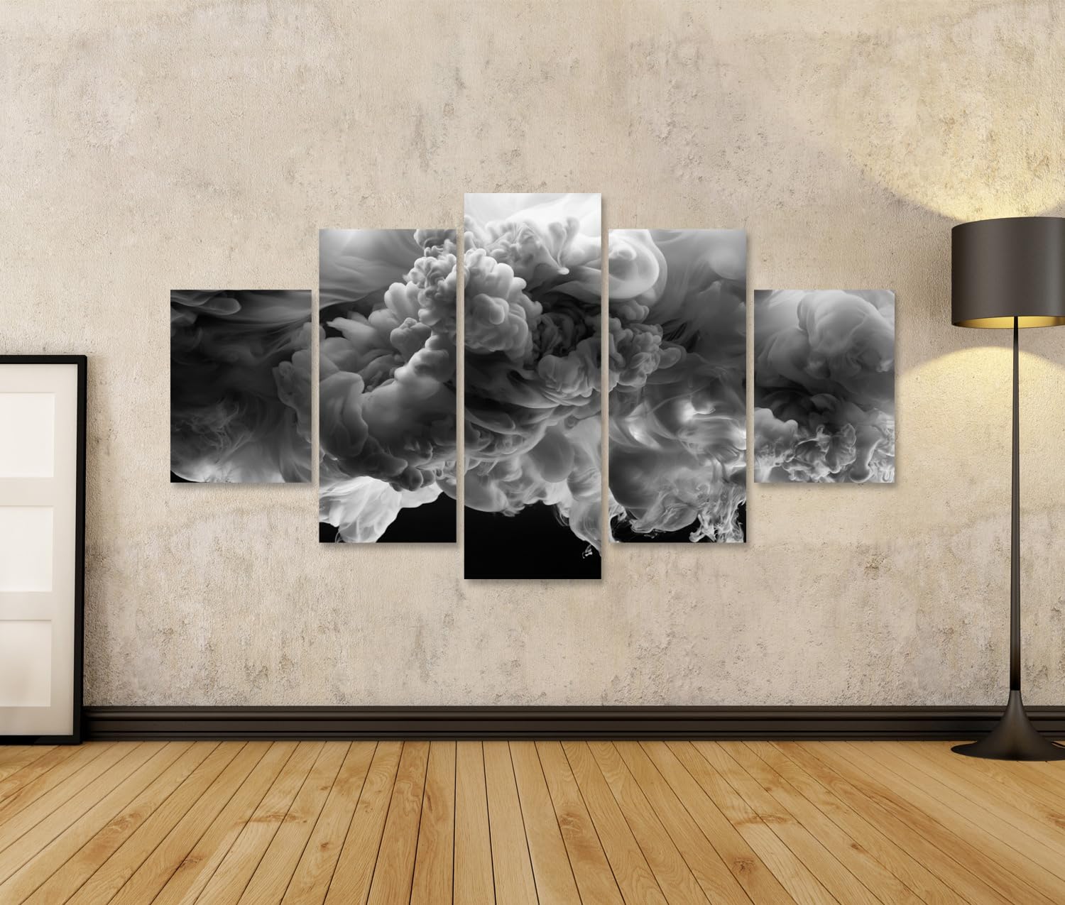 islandburner Bild auf Leinwand Faszinierende Tintenwolken Kunstdruck Wohnzimmer Für Kunstliebhaber - 5-teilig