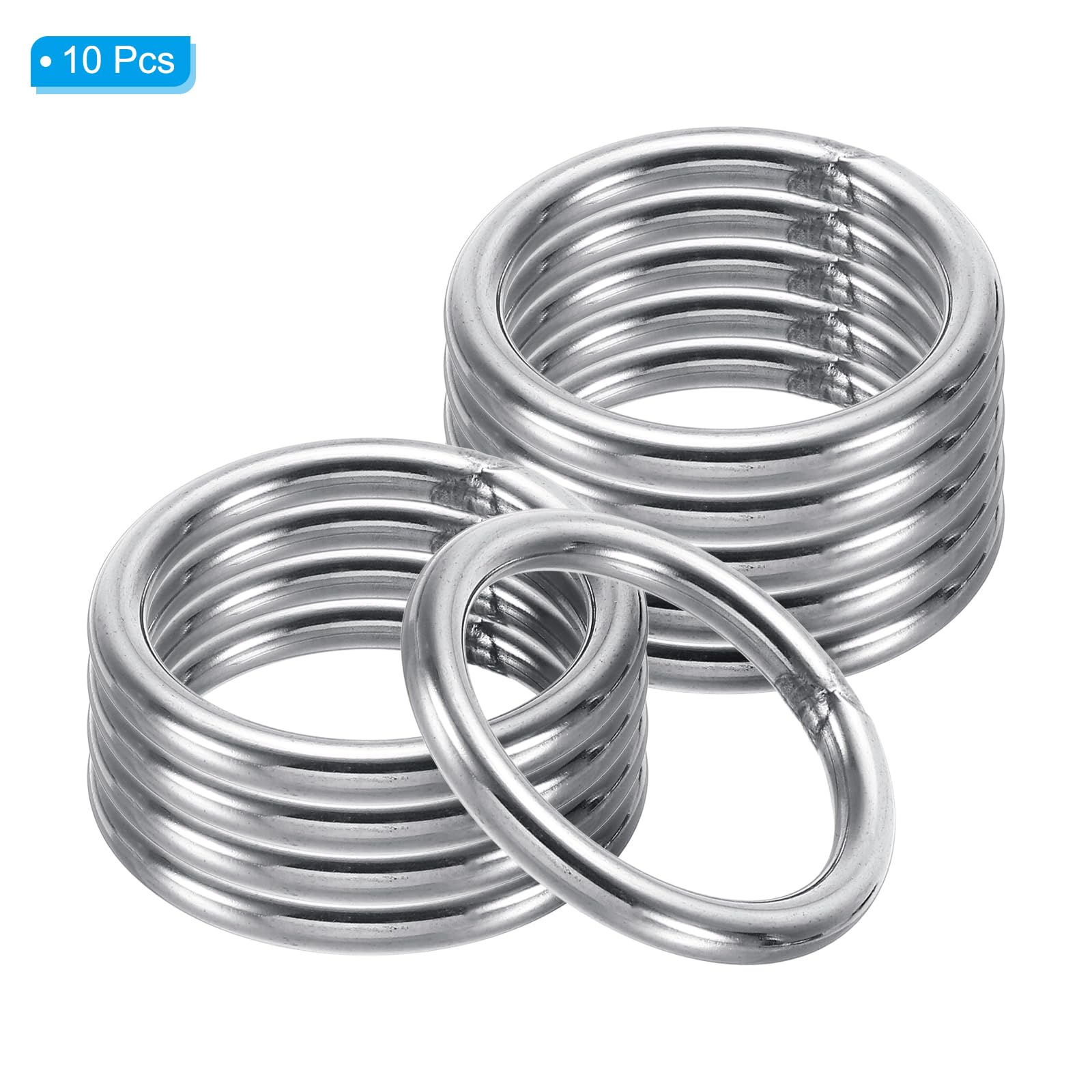 PATIKIL 44mm Metal O Rings, 10 Pack 304 Stainless Steel Round Rings for Hardware Bags Belts Hanging Baskets DIY Craft Supplies - Image 3