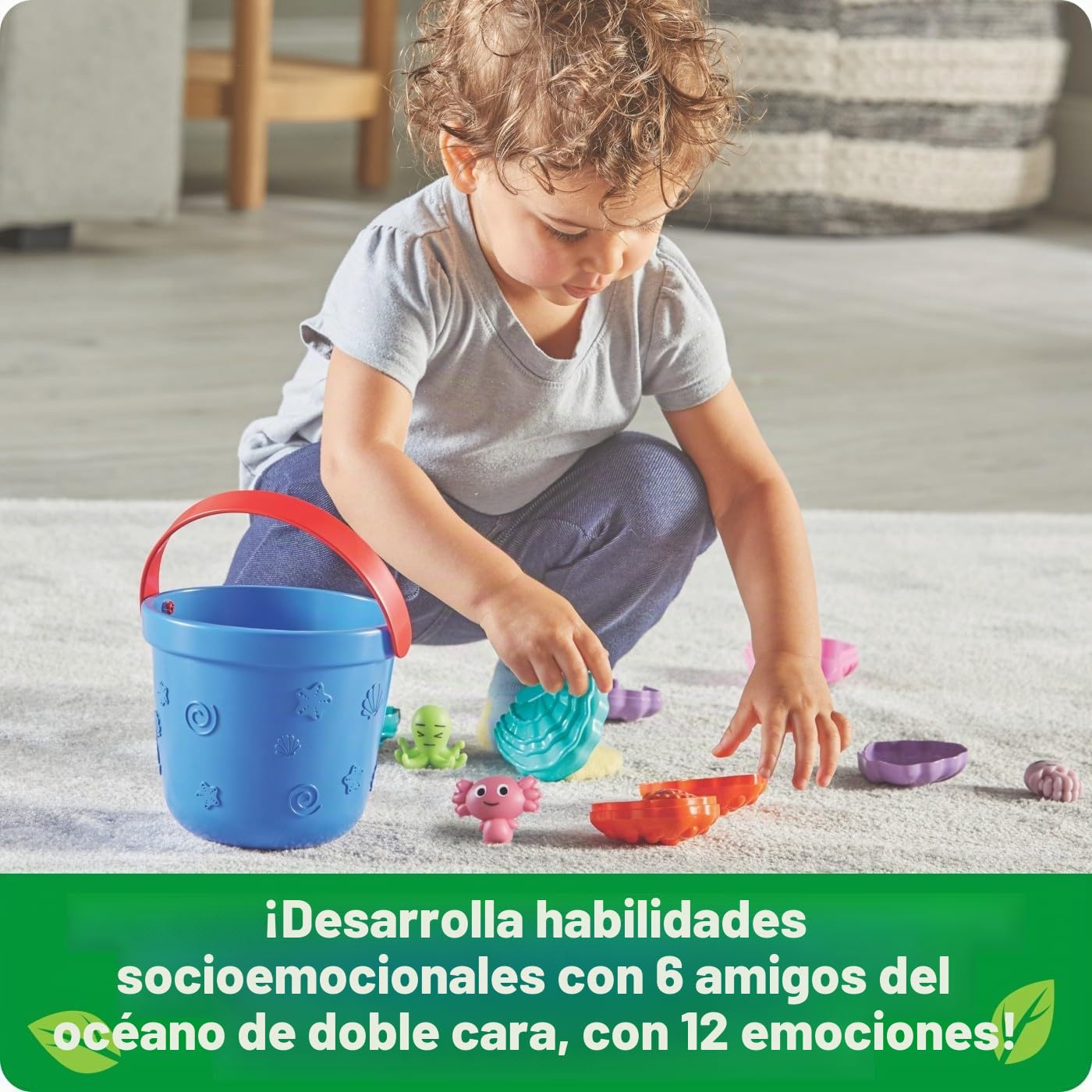 Learning Resources Conchas Emocionales de Mar, Ayuda a Reconocer y Expresar 18 Emociones con Las 6 Divertidas Criaturas Marinas, Mejora Memoria y Motricidad, 19 Piezas, Bebés 18 Meses Niños 1 2 años