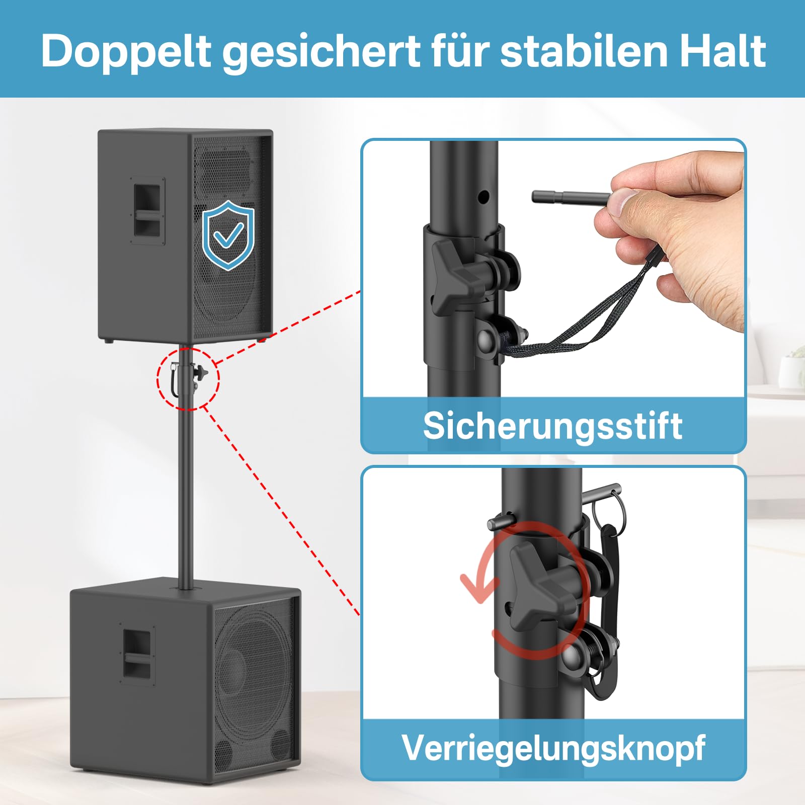 Notiela Supporto per subwoofer ad alta resistenza altezza regolabile 35 mm adattatore estensione altoparlanti 121 libbre 1 confezione