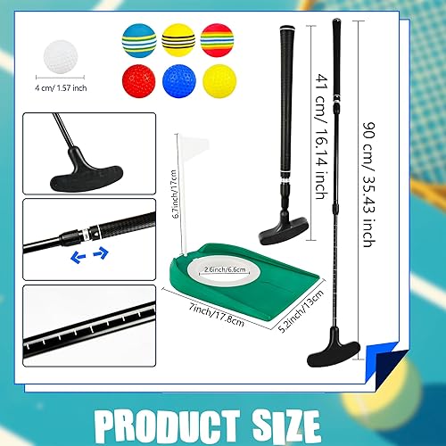 Miniatura 2 de Putter de golf ajustable para diestros o zurdos, de dos vías, con pelotas de golf y copa de bandera para adultos y niños, para entrenamiento de