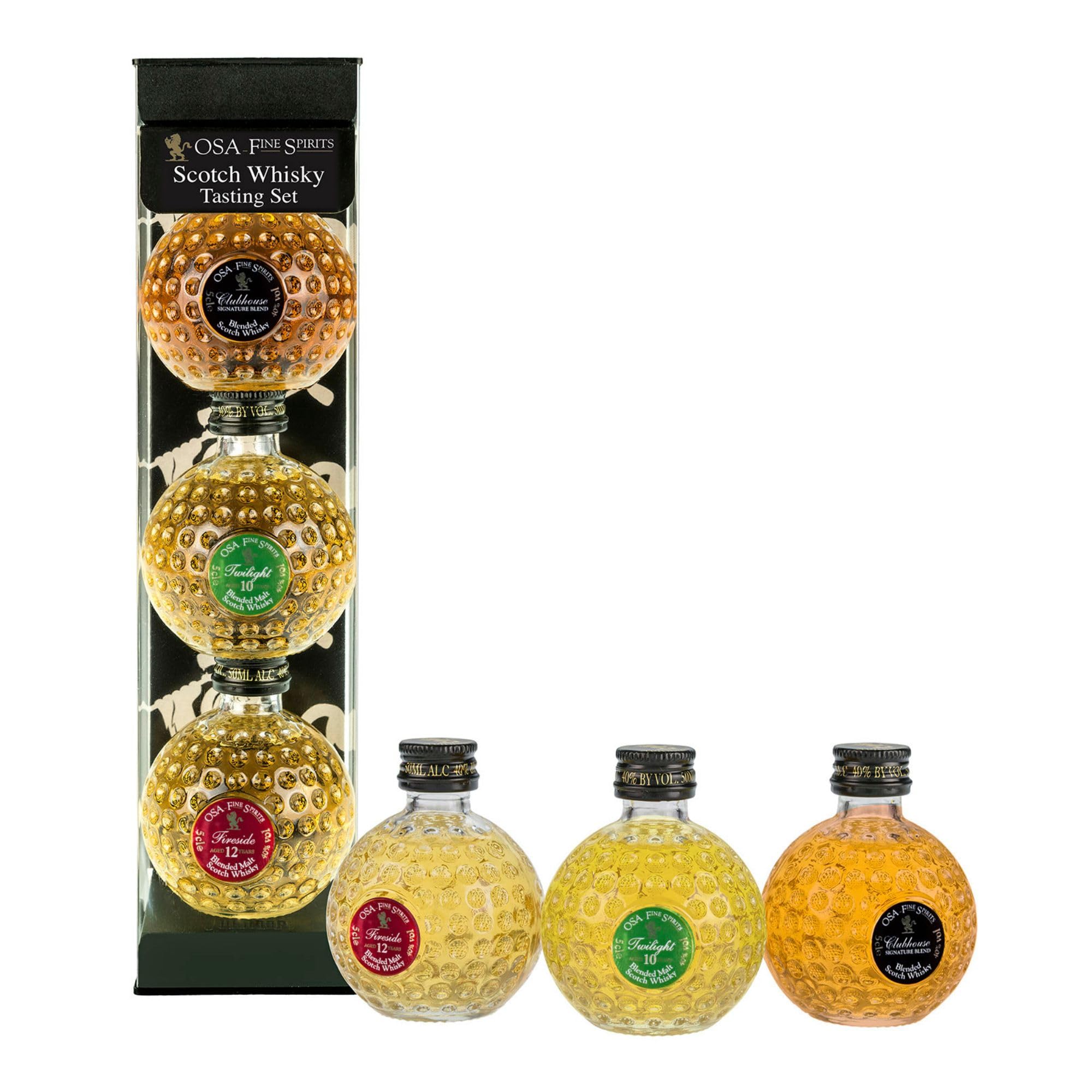 OSA Fine Spirits Triple Scotch Whisky Tasting Set | 40% Abv | 3 x 5cl | Whisky Gift Set Including Blended Scotch Whisky & Blended Malt Scotch Whisky | Enjoy Neat or in Drinks | Ideal Whisky Gifts