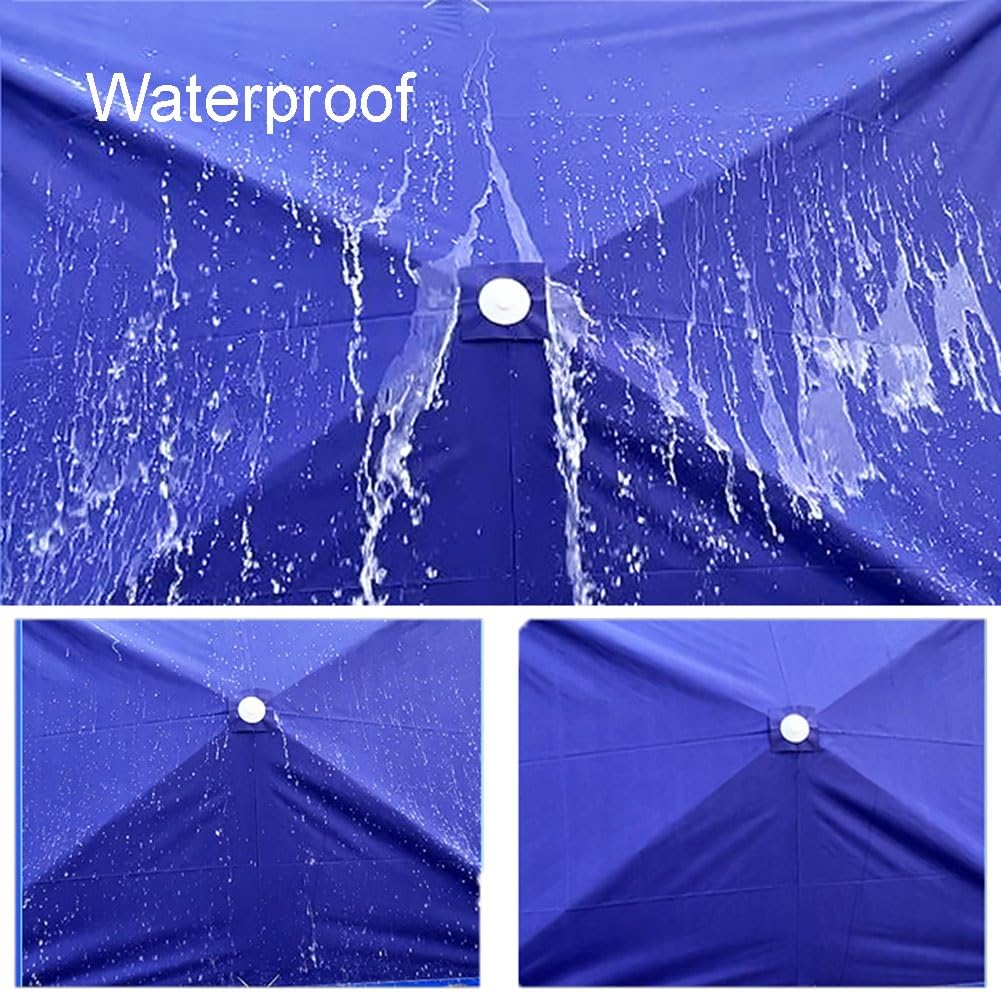 Cubierta de repuesto para sombrilla de patio, parte superior de sombrilla de 4/6 costillas, rectangular, impermeable, protección UV, azul, 200 x 200 cm